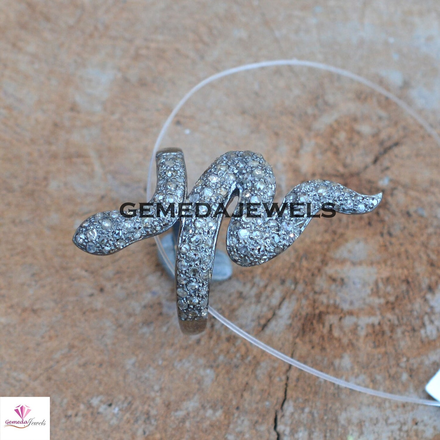 Pave Diamond Snake Ring, Sterling Silver Ring, Diamond Silver Jewelry, Silver Snake Ring, Snake Diamond Ring, Micro Pave Snake Ring, Gifts