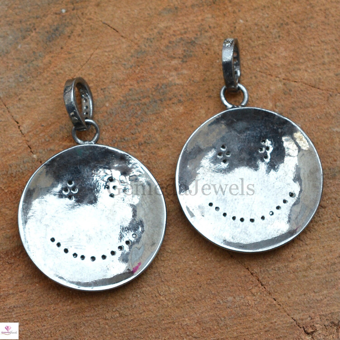 Pink Blue Enamel Pendant, 925 Silver Jewelry, Smiley Face Pendant Jewelry, Pave Diamond Charm Pendant, 16" Chain Necklace, Unisex Pendant