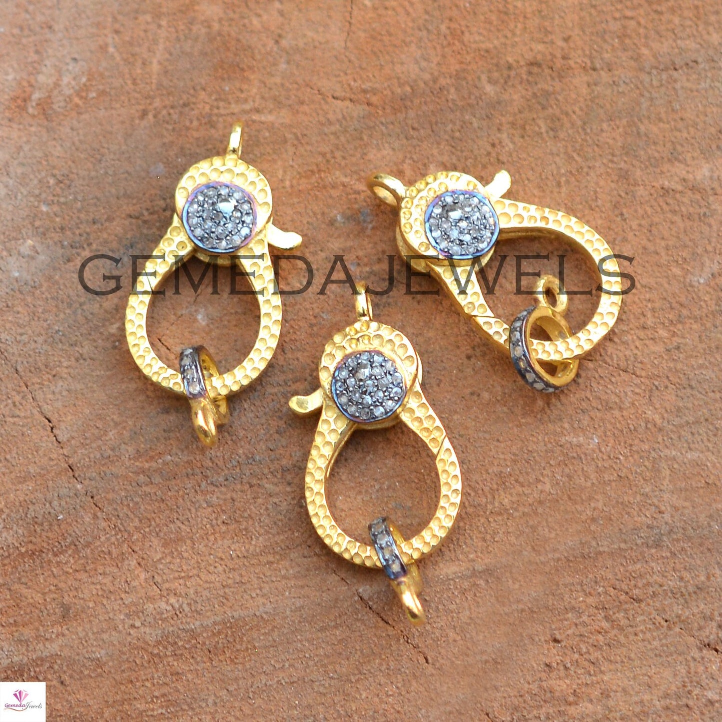 Sale! Pave Diamond Clasp Lock, 925 Silver Jewelry, Gold Vermeil Lock, Diamond Finding Lock, Diamond Silver Lobster Lock, Jewelry Accessories