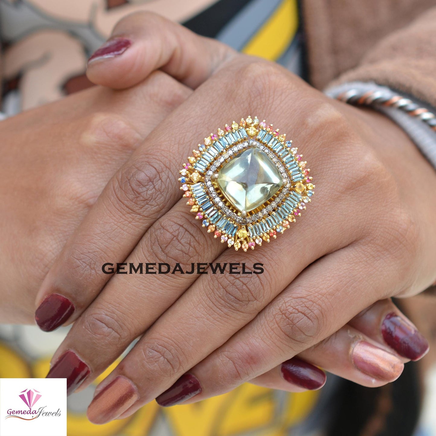 Multi Color Gemstone Jewelry Set, Green Gemstone Jewelry, Pave Diamond Jewelry Sets, 925 Silver Ring Earrings Set, 14k Gold Plated Jewelry