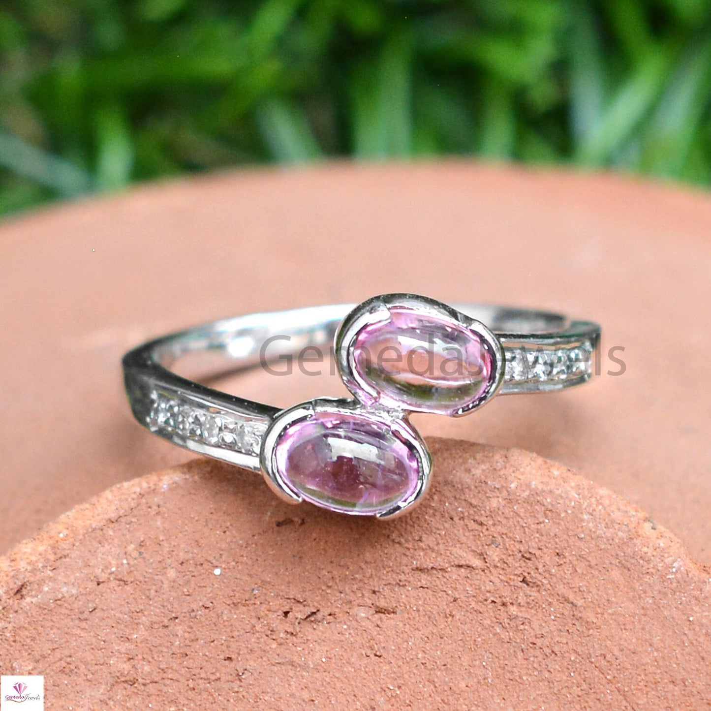 Sale!! Tourmaline Gemstone Ring, Pave Diamond Ring Jewelry, Sterling Silver Jewelry, Handmade Silver Jewelry, Pave Diamond Jewelry, Gifts