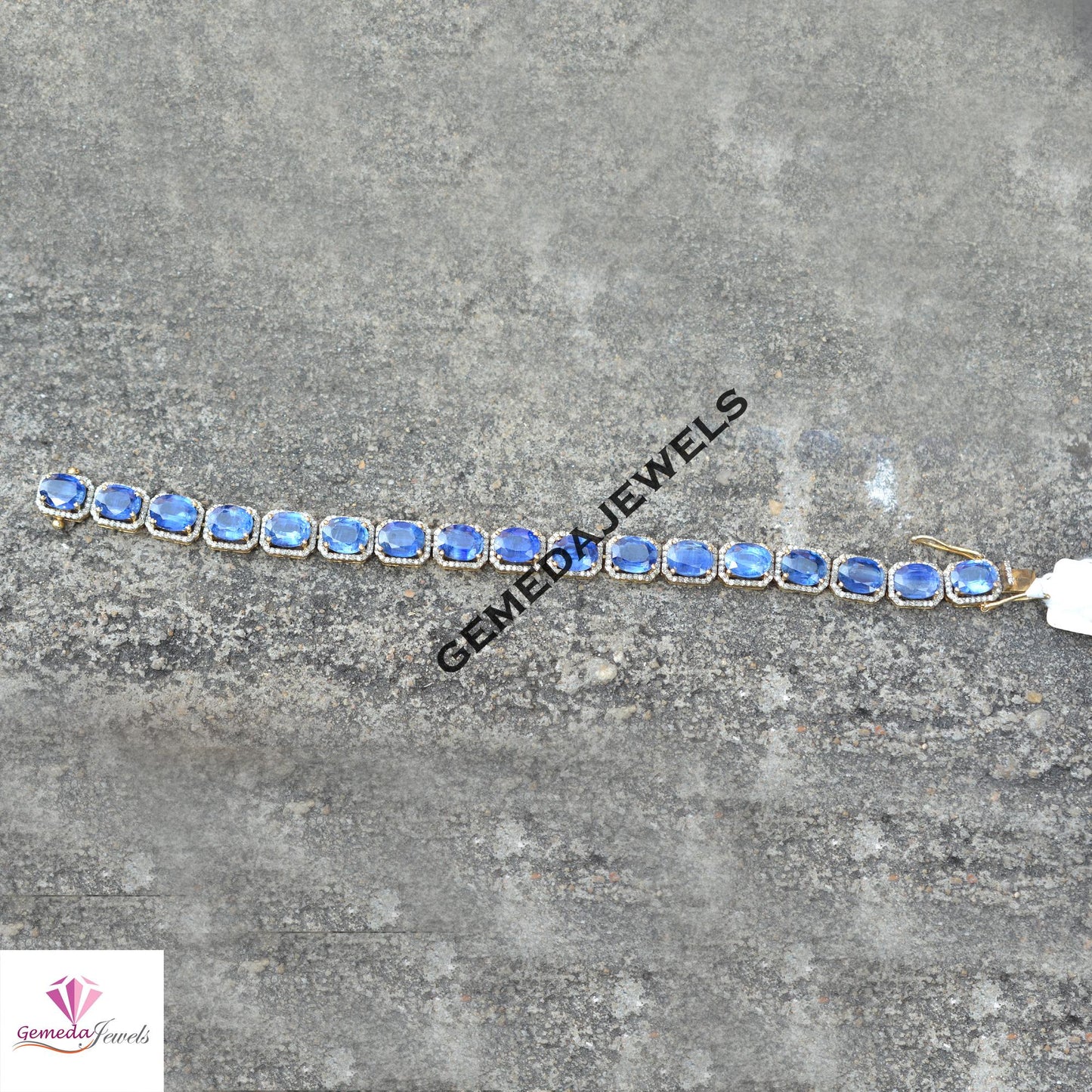 Sparkling Sapphire Bracelet, Solid 925 Silver Jewelry, Pave Diamond Bracelet, Gold Plated Jewelry, Gemstone Bracelet Jewelry, Gift For Her