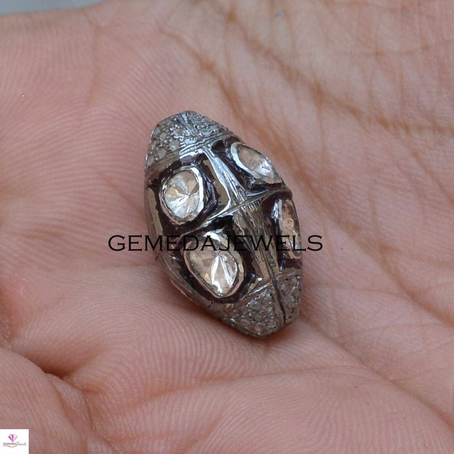 Polki Diamond Beads, 925 Silver Jewelry, Pave Diamond Bead, Spacer Finding Jewelry, Silver Rondelle Beads, Bracelet Beads, Jewelry Making