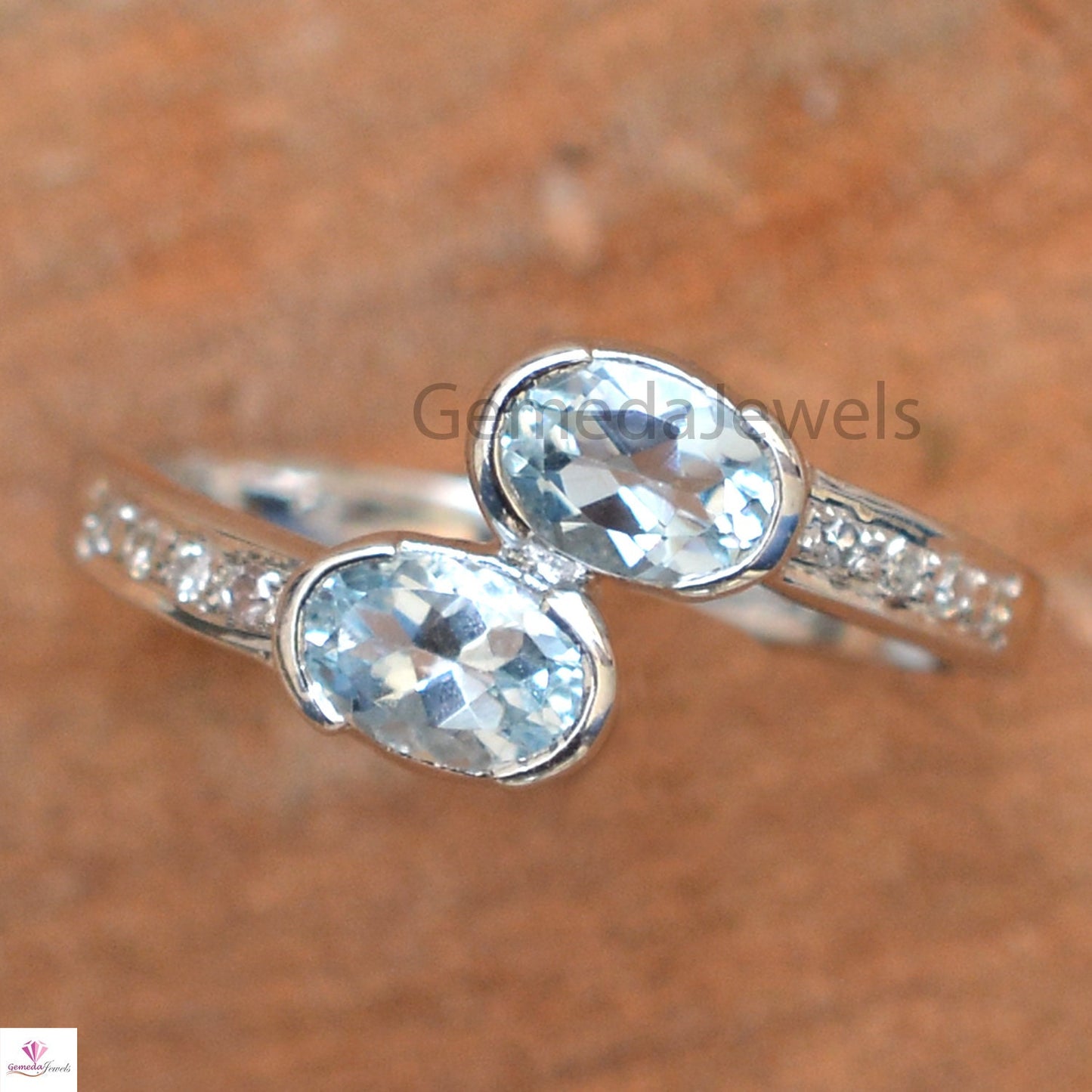 Sale!! Blue Topaz Ring, Pave Diamond Silver Ring, December Birthstone Ring, Sterling Silver Jewelry, Gemstone Diamond Ring, Statement Ring