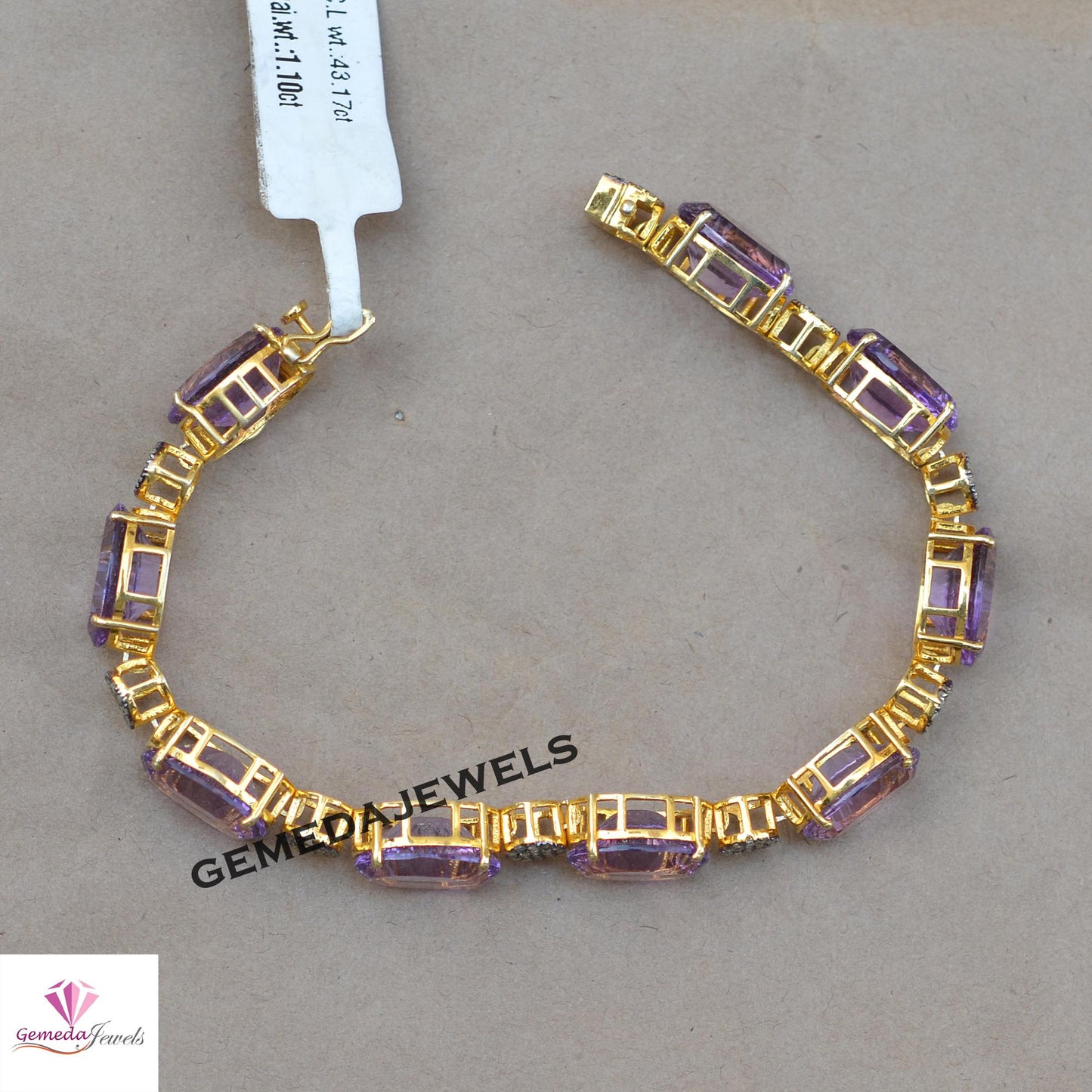 Charming Purple Amethyst Gemstone Bracelet, Pave Diamond Bracelet, 14k Gold Vermeil Jewelry, Solid 925 Silver Jewelry, Valentine's Day Gift