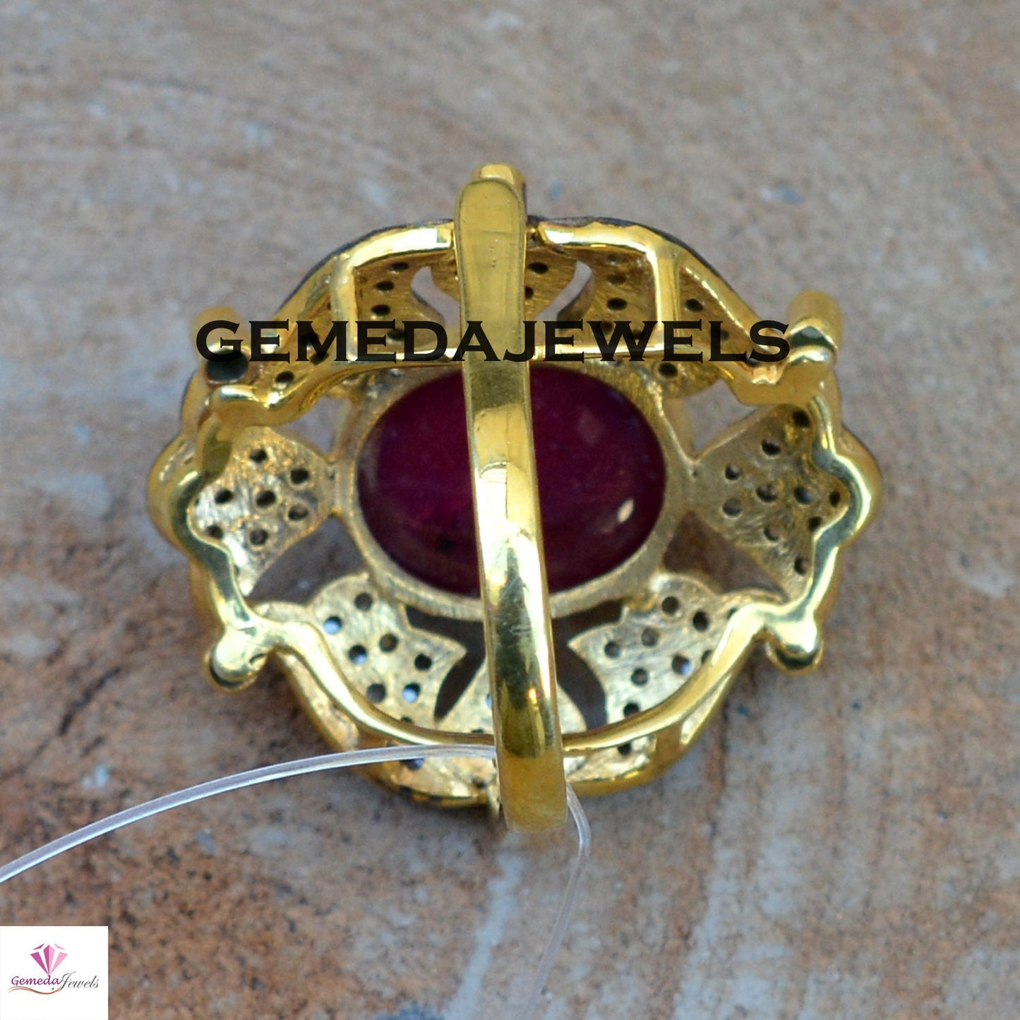 Genuine Ruby Ring, Sterling Silver Ring, 14k Gold Plated Jewelry, Emerald Gemstone Ring, Pave Diamond Jewelry, Designer Diamond Gift Jewelry