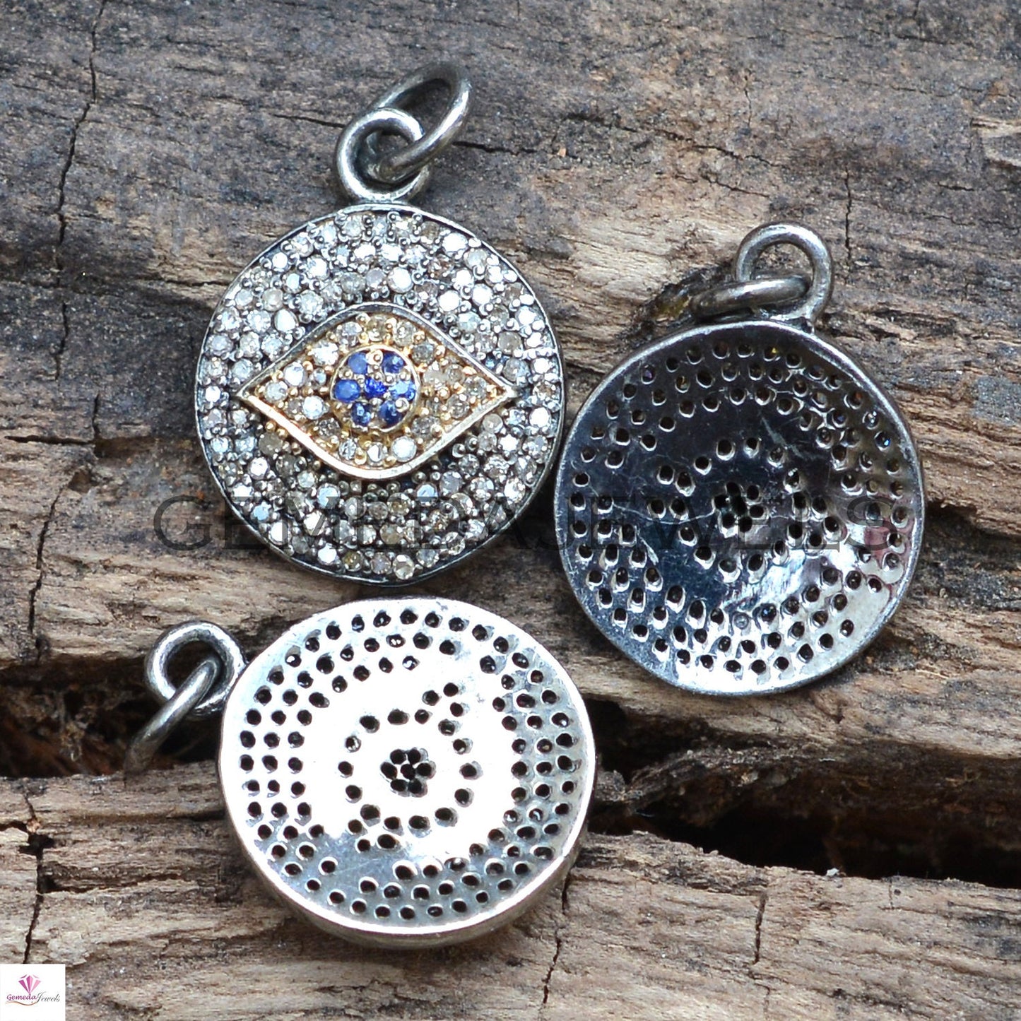 Evil Eye Sapphire Gemstone Pendant, Solid 925 Silver Jewelry, Size 22X15 MM Pave Diamond Pendant Jewelry, Beautiful Evil Eye Charm Necklace