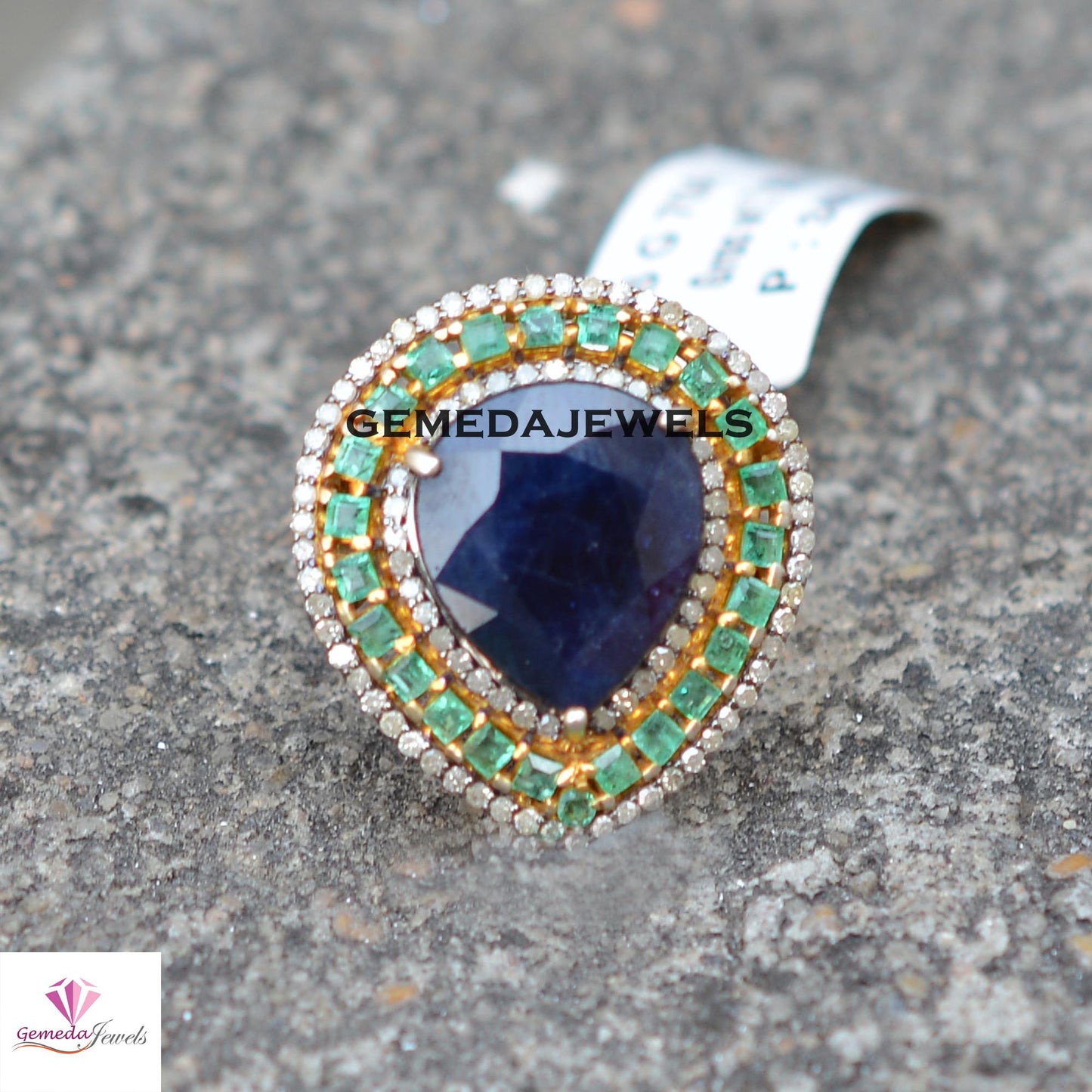 Sale! Dazzling Sapphire Gemstone Ring, Emerald 925 Silver Ring, Pave Diamond Jewelry, 14k Gold Plated Ring Jewelry, Women's Gift Jewelry