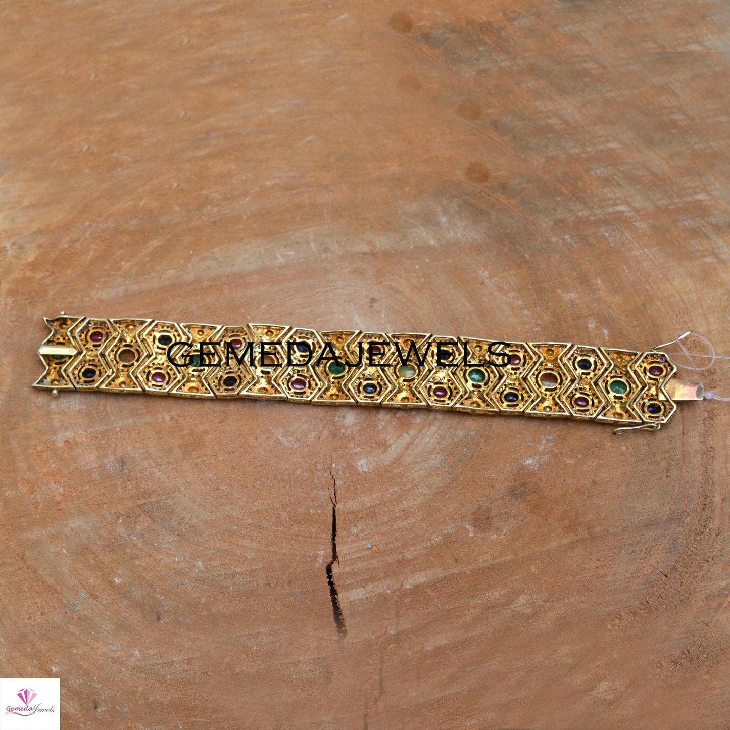 Polki Diamond Bracelet, Ruby Opal Gemstone Bracelet, Pave Diamond Jewelry, 14k Gold Plated Jewelry, 925 Silver Bracelet, Emerald Bracelet