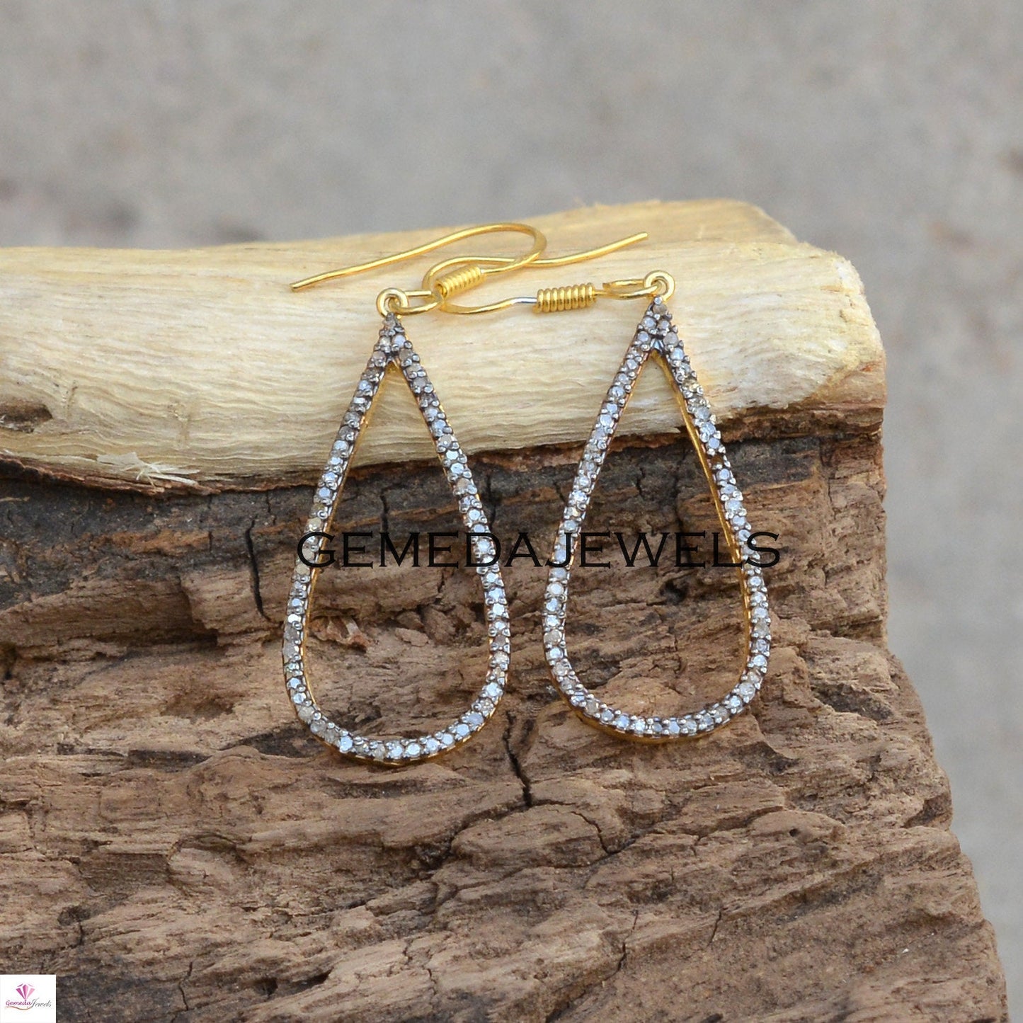Sale! Pave Diamond Earrings, 925 Sterling Silver Jewelry, 14k Gold Earring, Ear Wire Earrings Jewelry, Women Gift Jewelry, Diamond Jewellery