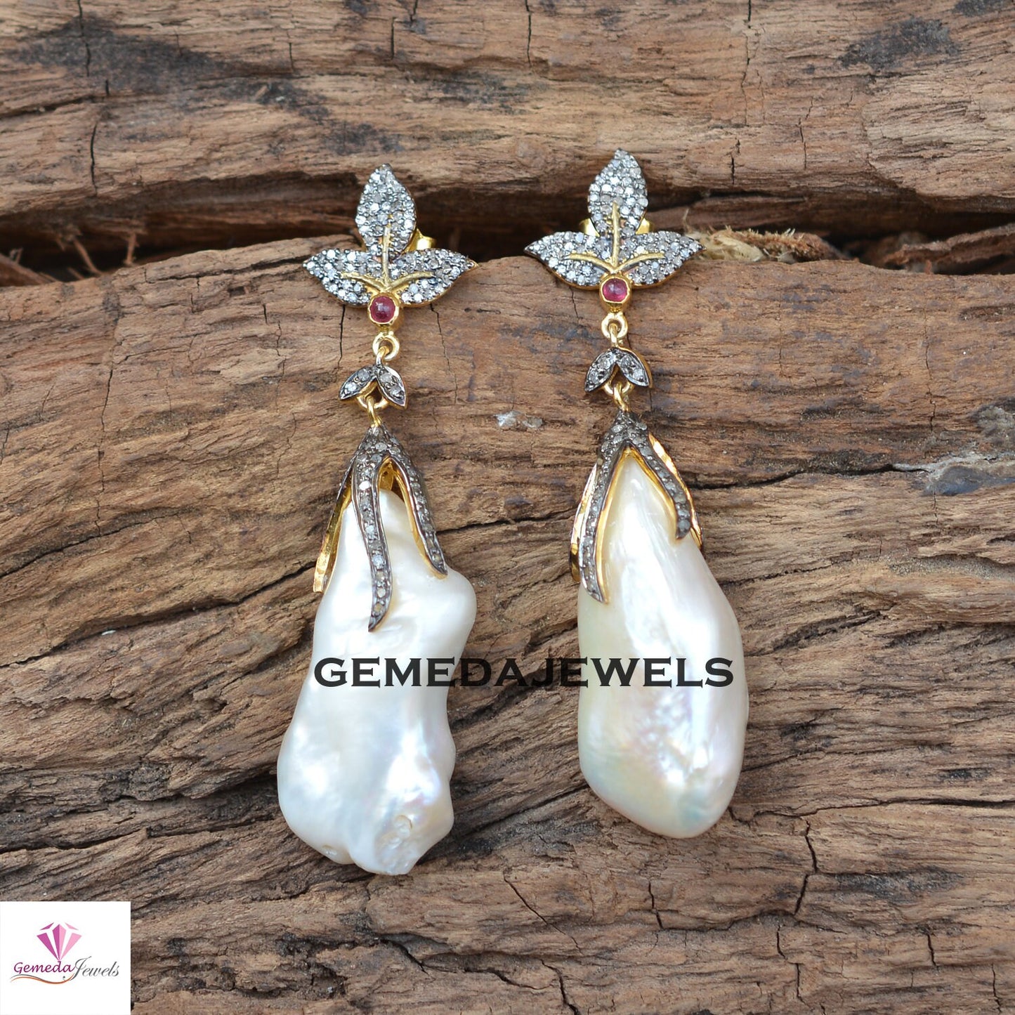 Freshwater Pearl Earrings, 925 Silver 14k Gold Plated Jewelry, Pave Diamond Earring, Ruby Gemstone Earrings Jewellery, Wedding Gift Jewelry