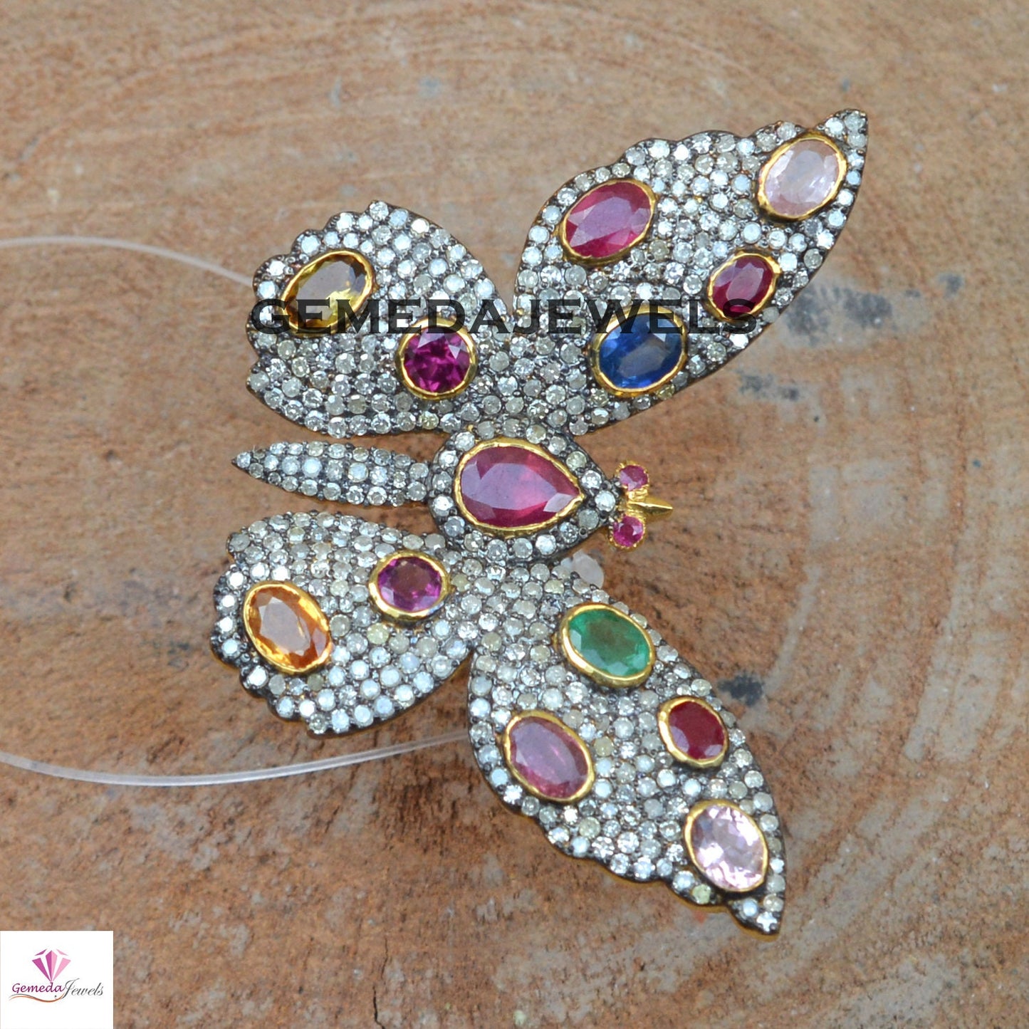 Multi Gemstone Ring, Diamond Butterfly Ring, Gemstone Butterfly Ring, 925 Silver Jewelry, Gold Vermeil Ring, Pave Diamond Jewelry, Wedding