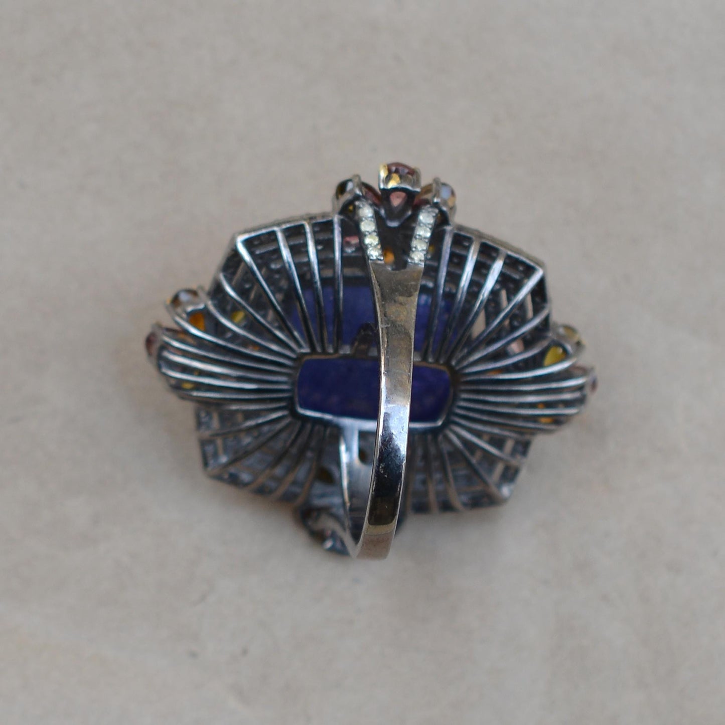 Natural Tanzanite Gemstone Jewelry Set, Tourmaline Gemstone Flower, Pave Diamond Silver Jewelry, Gemstone Ring Earrings Set, Wedding Jewelry