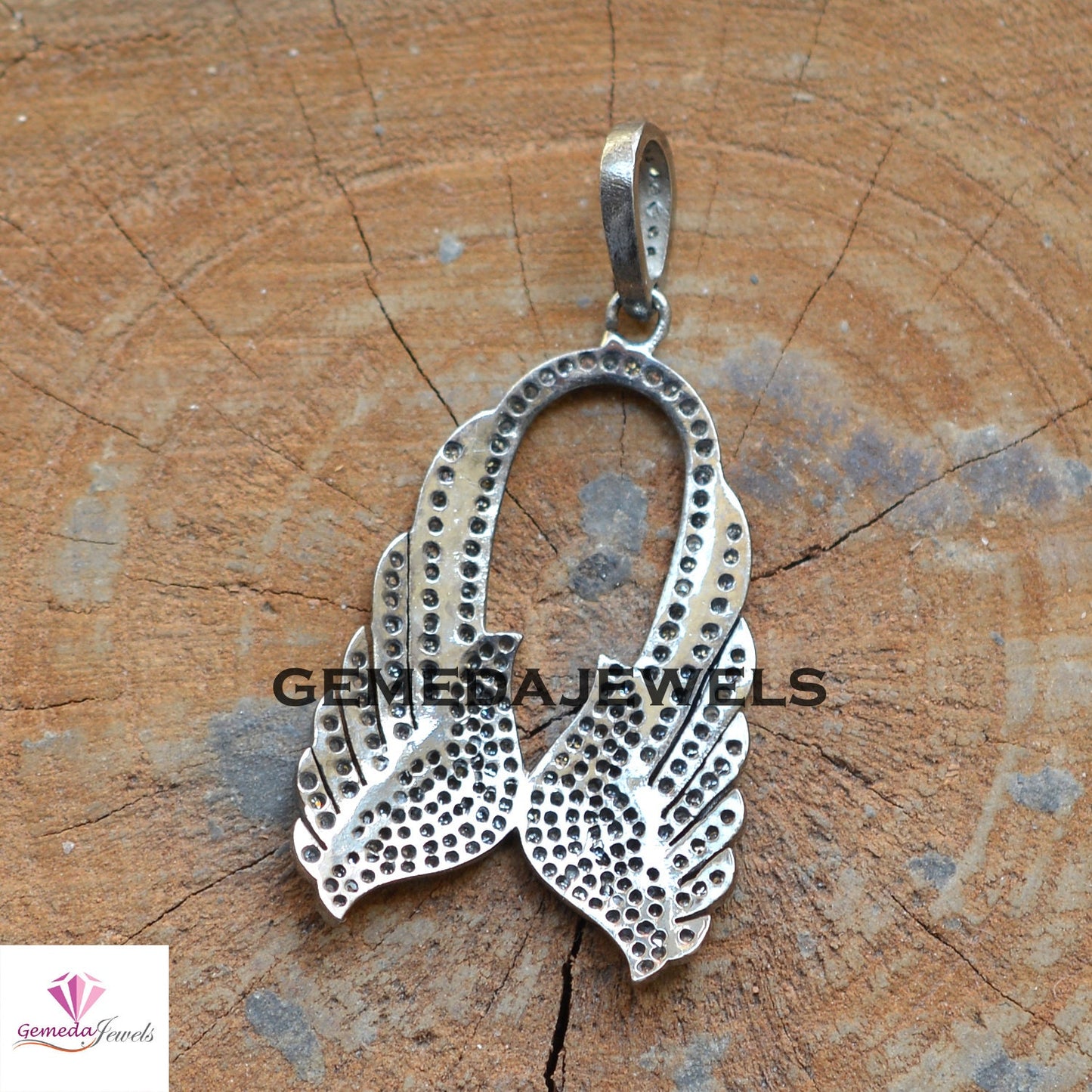 Sale Pave Setting Diamond Pendant, Angel Wing Pendant, 925 Sterling Silver Jewelry, 16" Silver Link Chain Pendant Necklace, Mothers Day Gift