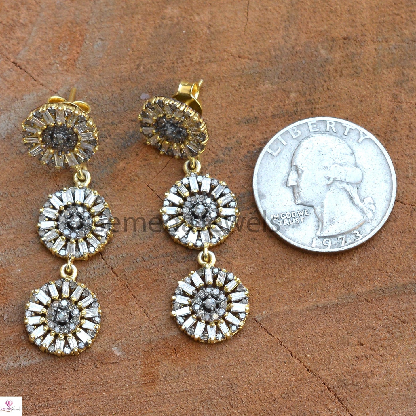 Baguette Diamond Earring, 14k Gold Earrings, Sterling Silver Jewelry, Diamond Silver Jewelry, Silver Earrings Jewelry, Anniversary Gift