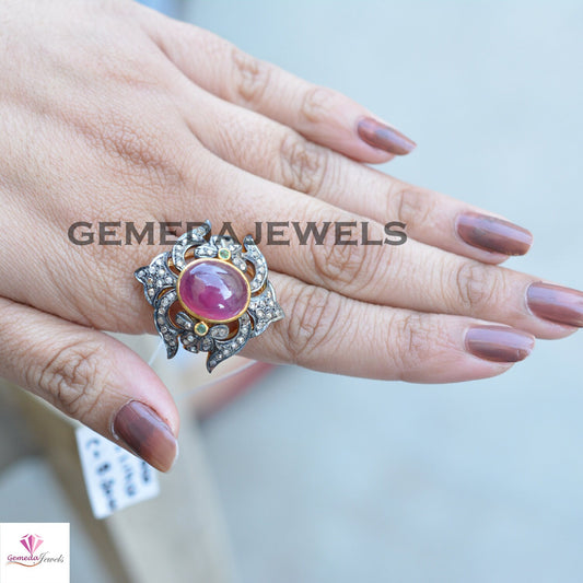 Ruby Diamond Jewelry, Gemstone Diamond Ring, 925 Silver Jewelry, Gold Filled Ring Jewelry, Pave Diamond Ring, Gemstone Silver Jewelry, Gifts
