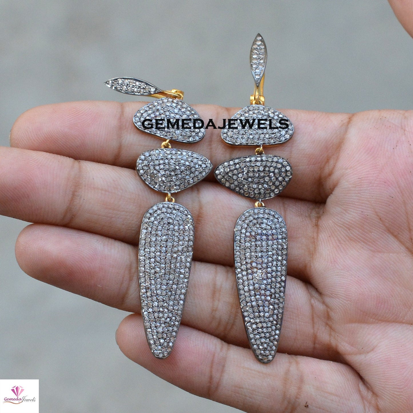 Sale!! Pave Diamond Earrings, 925 Silver Jewelry, Gold Vermeil Earring, Diamond Silver Jewelry, Silver Earrings Jewelry, Women Gift Jewelry