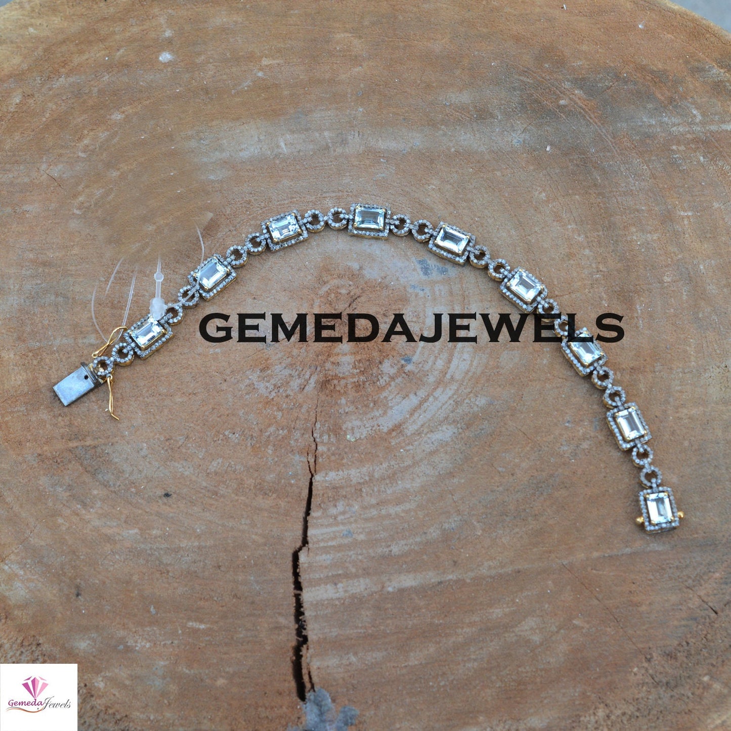 Blue Topaz Bracelet, Pave Diamond Silver Bracelet, Gemstone Diamond Jewelry, 925 Silver Jewelry, Gemstone Link Bracelet, Wedding Jewelry