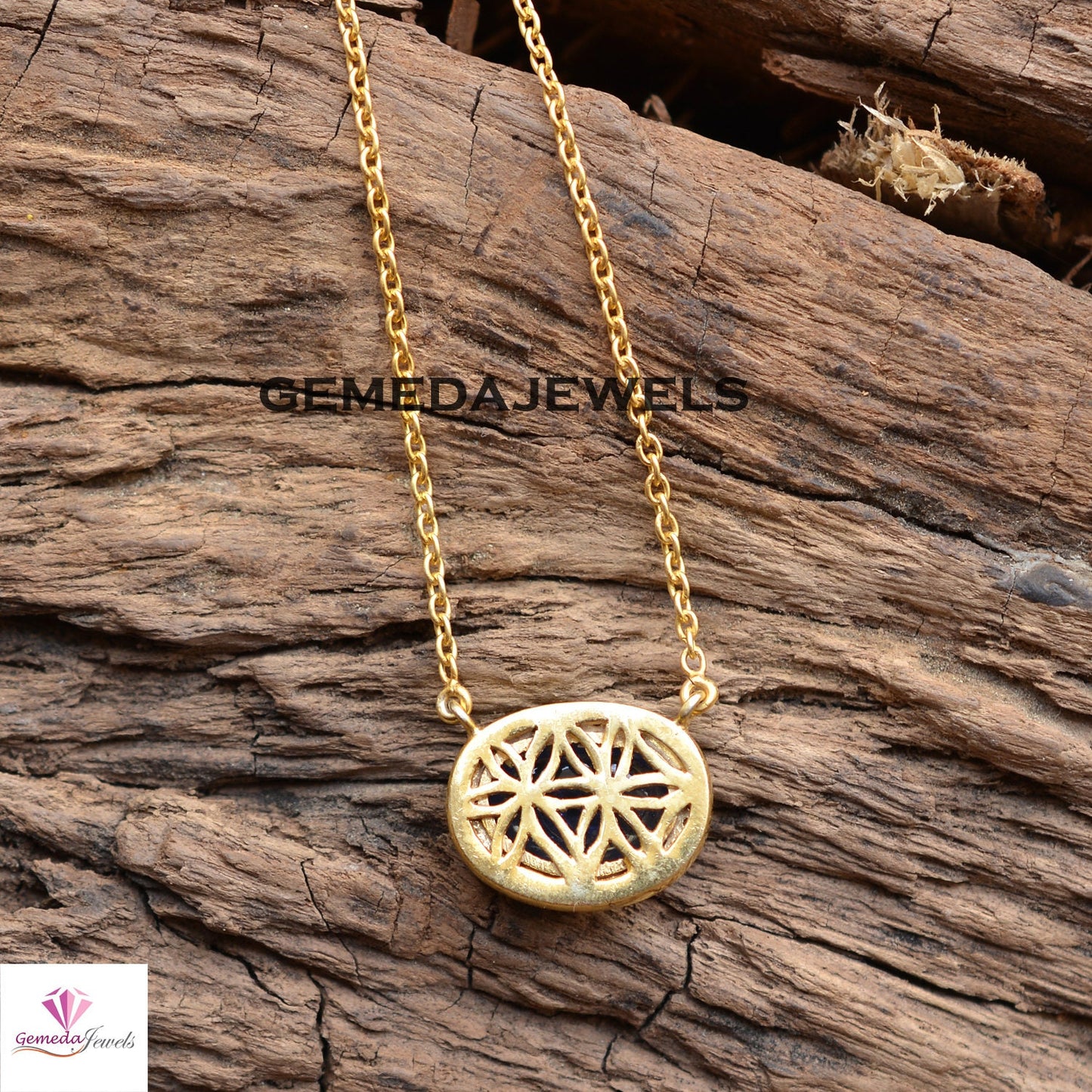 Tanzanite Charm Pendant, Pave Diamond Jewelry, Gemstone Necklace Jewelry, Yellow Gold Plated 20" Chain Necklace, 925 Silver Necklace, Gift