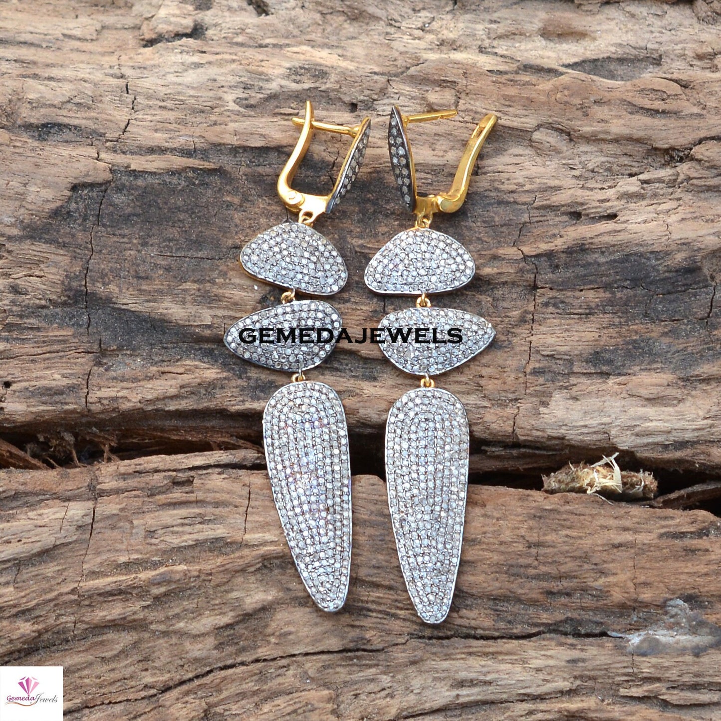 Sale!! Pave Diamond Earrings, 925 Silver Jewelry, Gold Vermeil Earring, Diamond Silver Jewelry, Silver Earrings Jewelry, Women Gift Jewelry