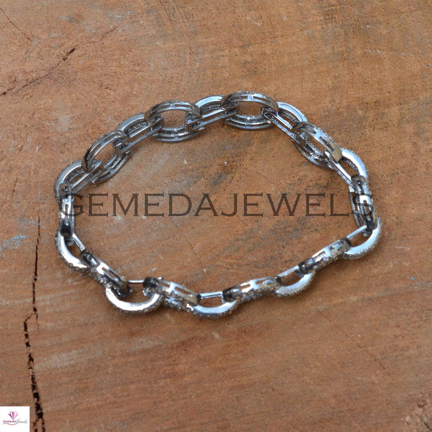 4.75cts Pave Diamond Bracelet, 925 Silver Jewelry, Silver Link Bracelet, Diamond Silver Bracelet, Unisex Bracelet Jewelry, Mothers Day Gifts