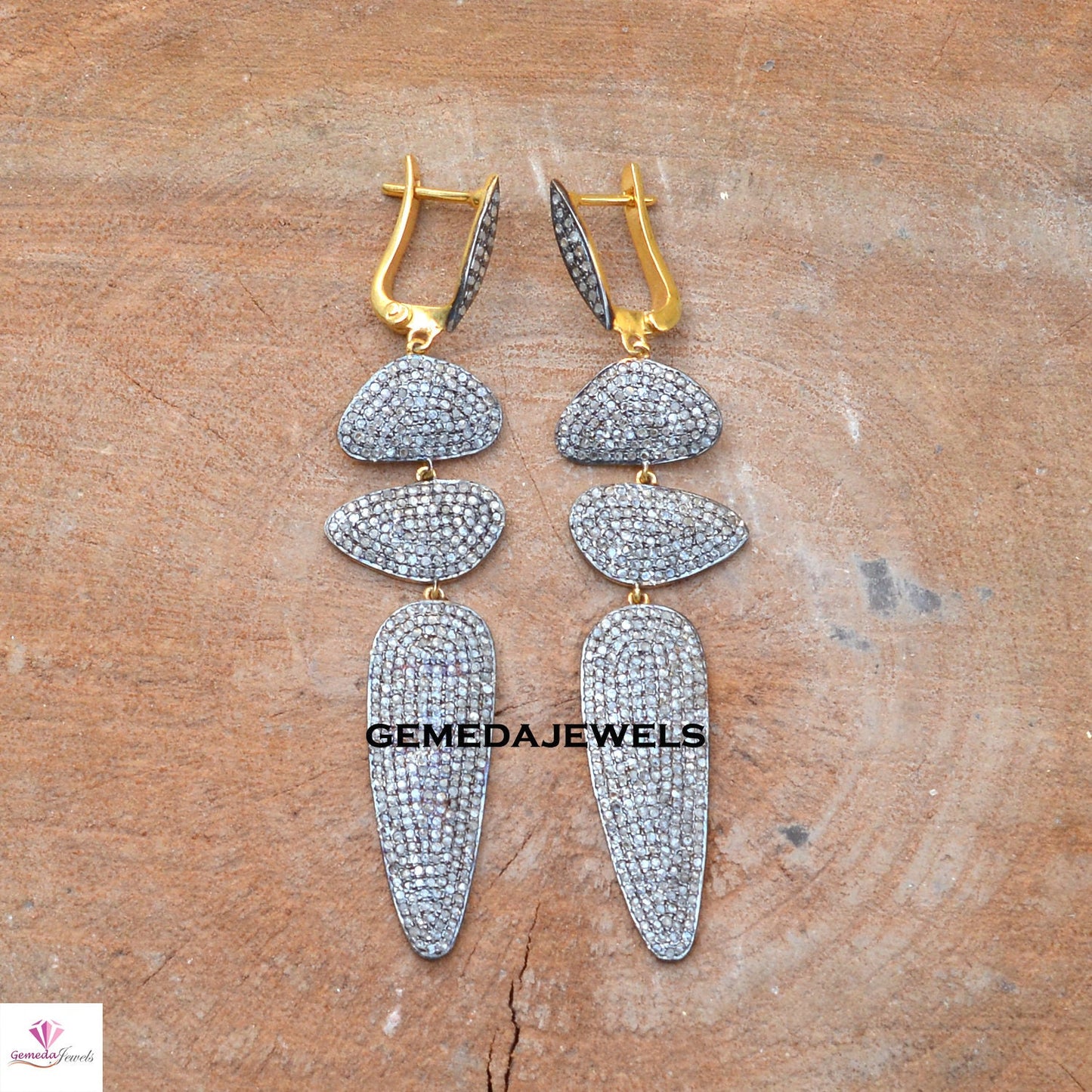 Sale!! Pave Diamond Earrings, 925 Silver Jewelry, Gold Vermeil Earring, Diamond Silver Jewelry, Silver Earrings Jewelry, Women Gift Jewelry