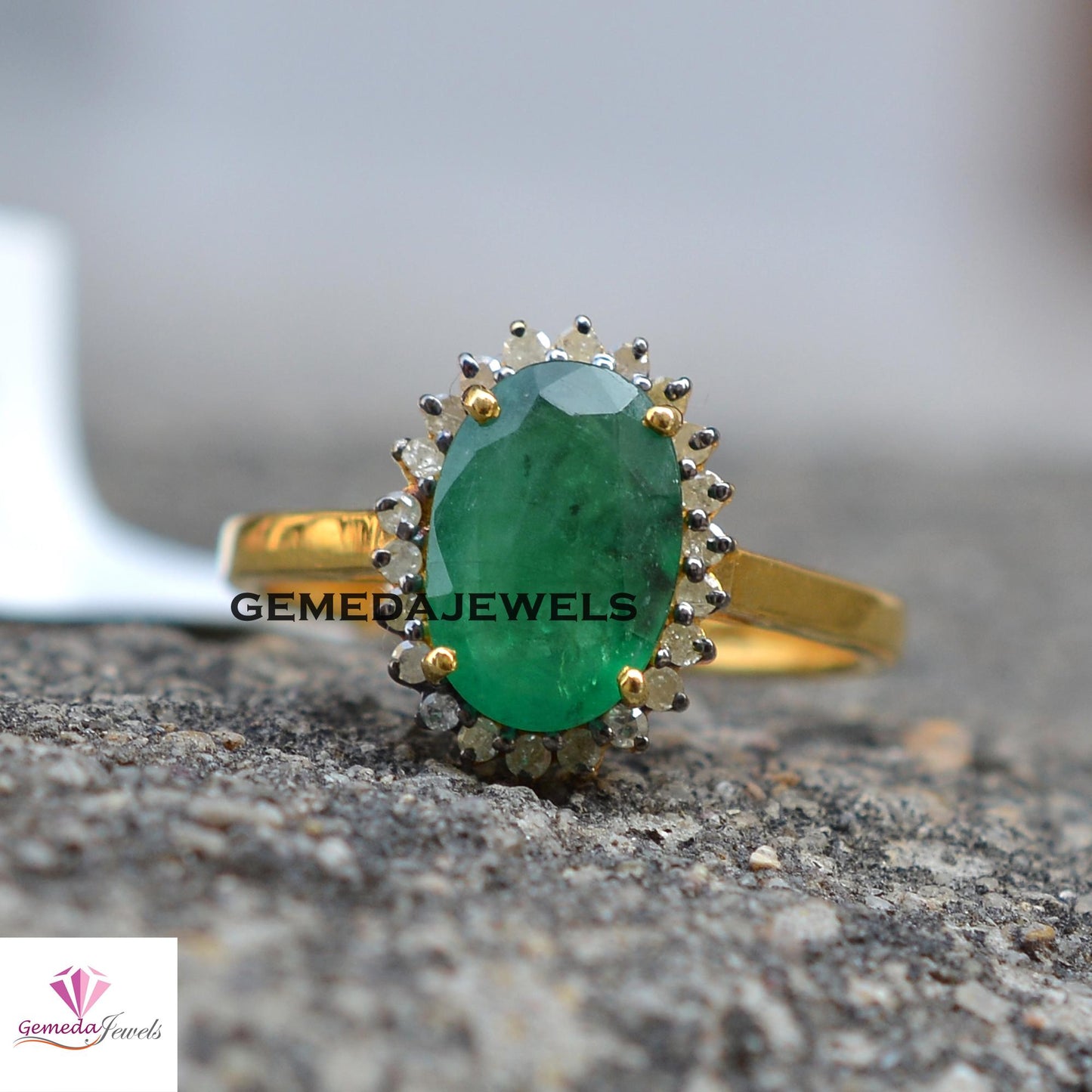Stunning Real Emerald Ring, Gemstone 925 Silver Jewelry, Pave Diamond Ring, 14k Gold Vermeil Jewelry, Engagement Ring, Minimalist Jewelry