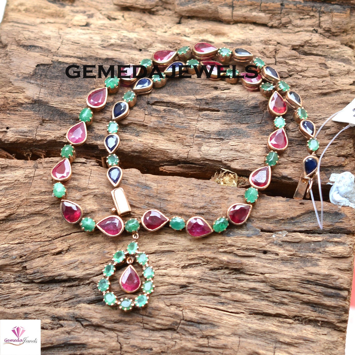 Ruby Gemstone Necklace, Emerald Silver Necklace Jewelry, Gemstone 925 Silver Jewelry, Rose Gold Vermeil Jewelry, 18" Necklace, Wedding Gift