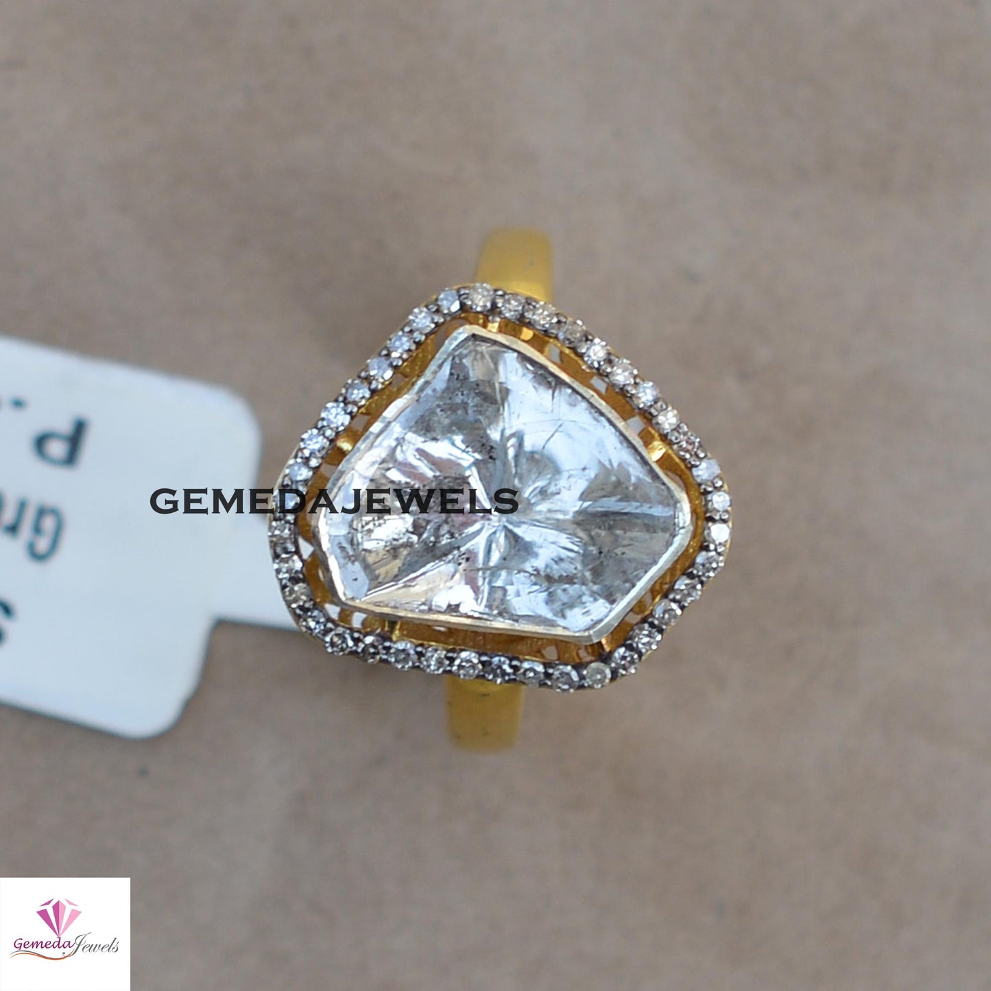 Sale! Polki Diamond Ring, 14k Gold Plated Ring Jewelry, 925 Sterling Silver Jewelry, Pave Diamond Ring, Wedding Jewelry, Valentine's Gift