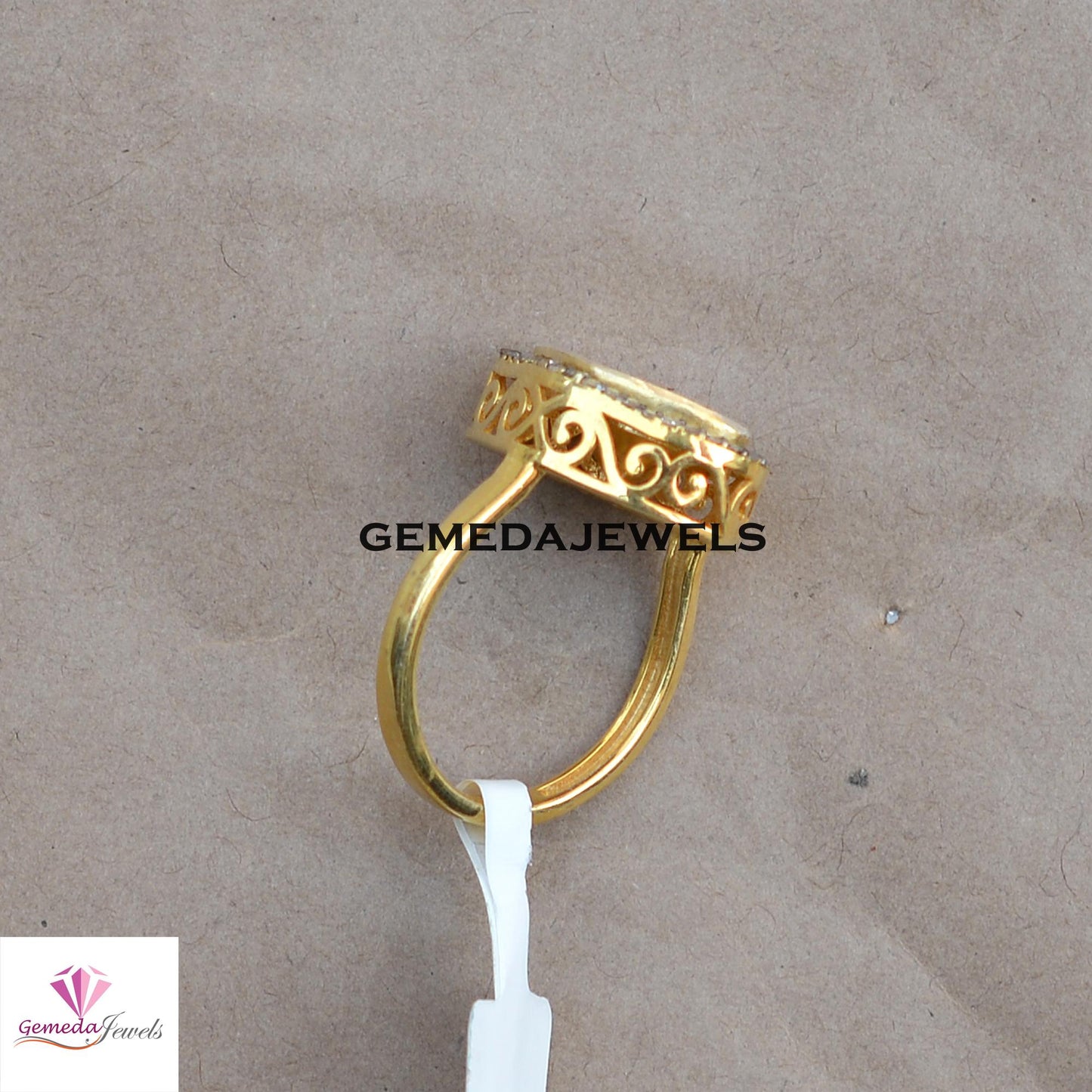 Charming Polki Diamond Ring, 925 Sterling Silver Jewelry, 14k Gold Vermeil Ring, Pave Diamond Jewelry, Valentine's Day Gift, Unisex Jewelry