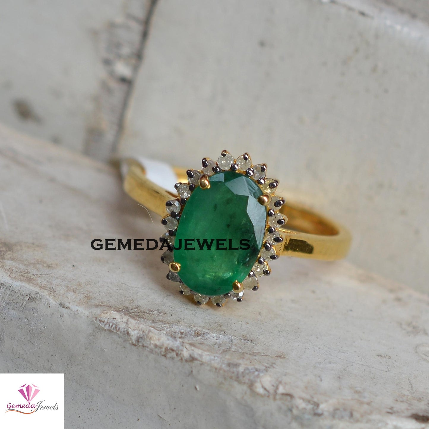 Stunning Real Emerald Ring, Gemstone 925 Silver Jewelry, Pave Diamond Ring, 14k Gold Vermeil Jewelry, Engagement Ring, Minimalist Jewelry