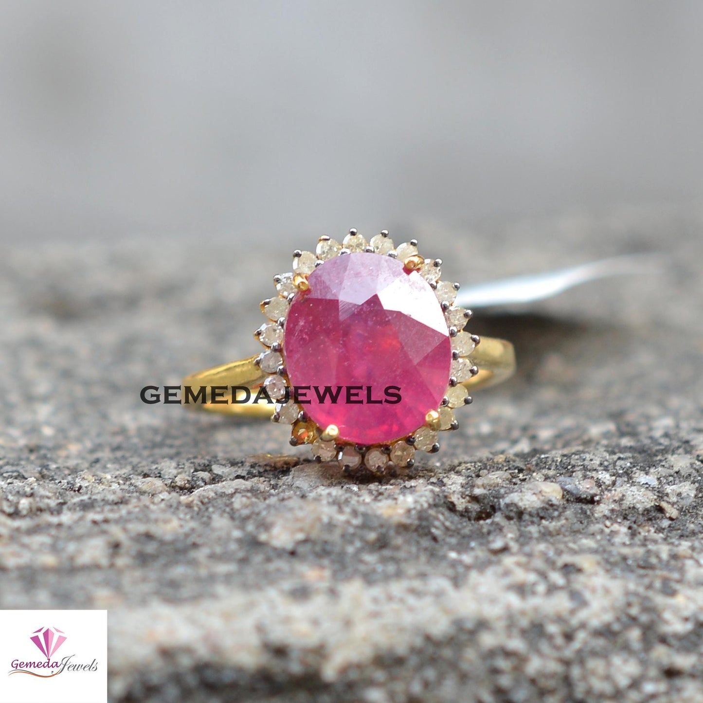 Gorgeous Real Ruby Gemstone Ring, Solid 925 Silver Jewelry, Pave Diamond Ring, 14k Gold Vermeil Jewelry, Gift For Her, Wedding Gift Jewelry