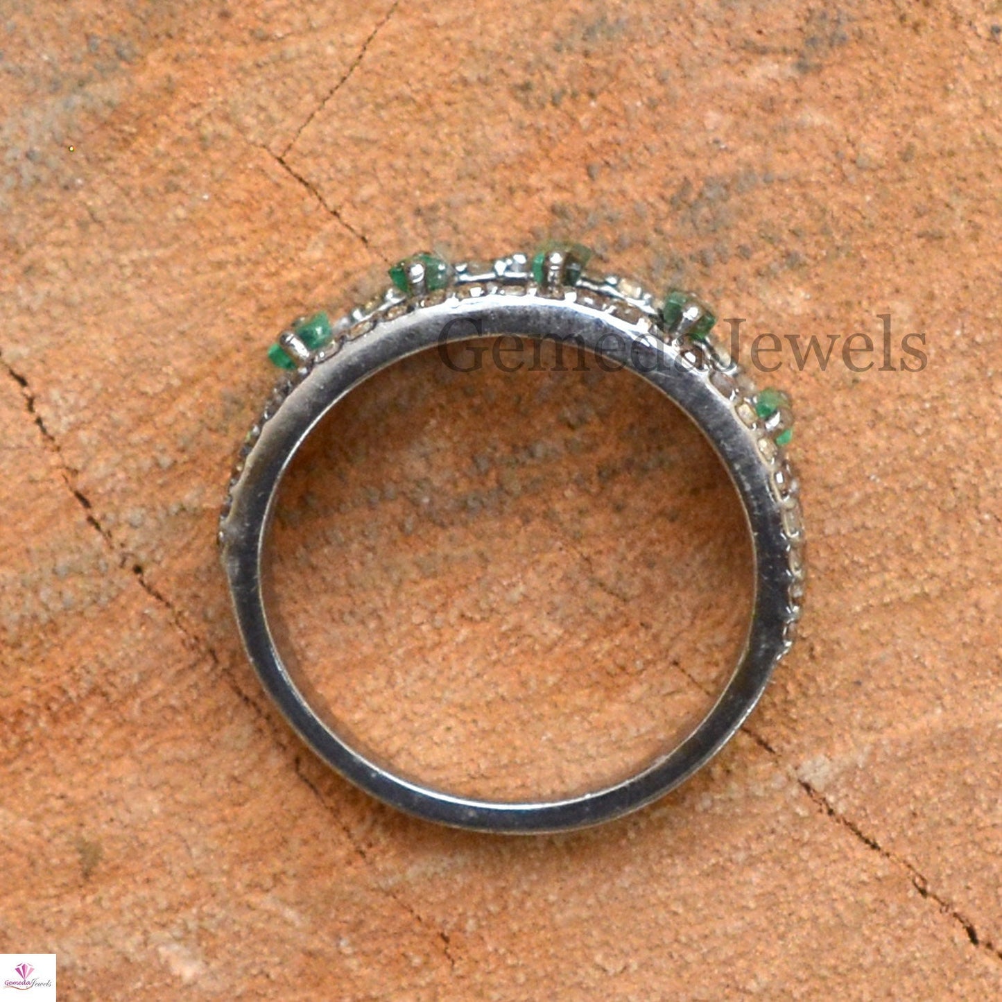 Sale!! Real Pave Diamond Ring, Solid 925 Silver Rhodium Plated  Jewelry, Green Emerald Silver Ring Jewelry, Engagement Ring, Jewelry For Her