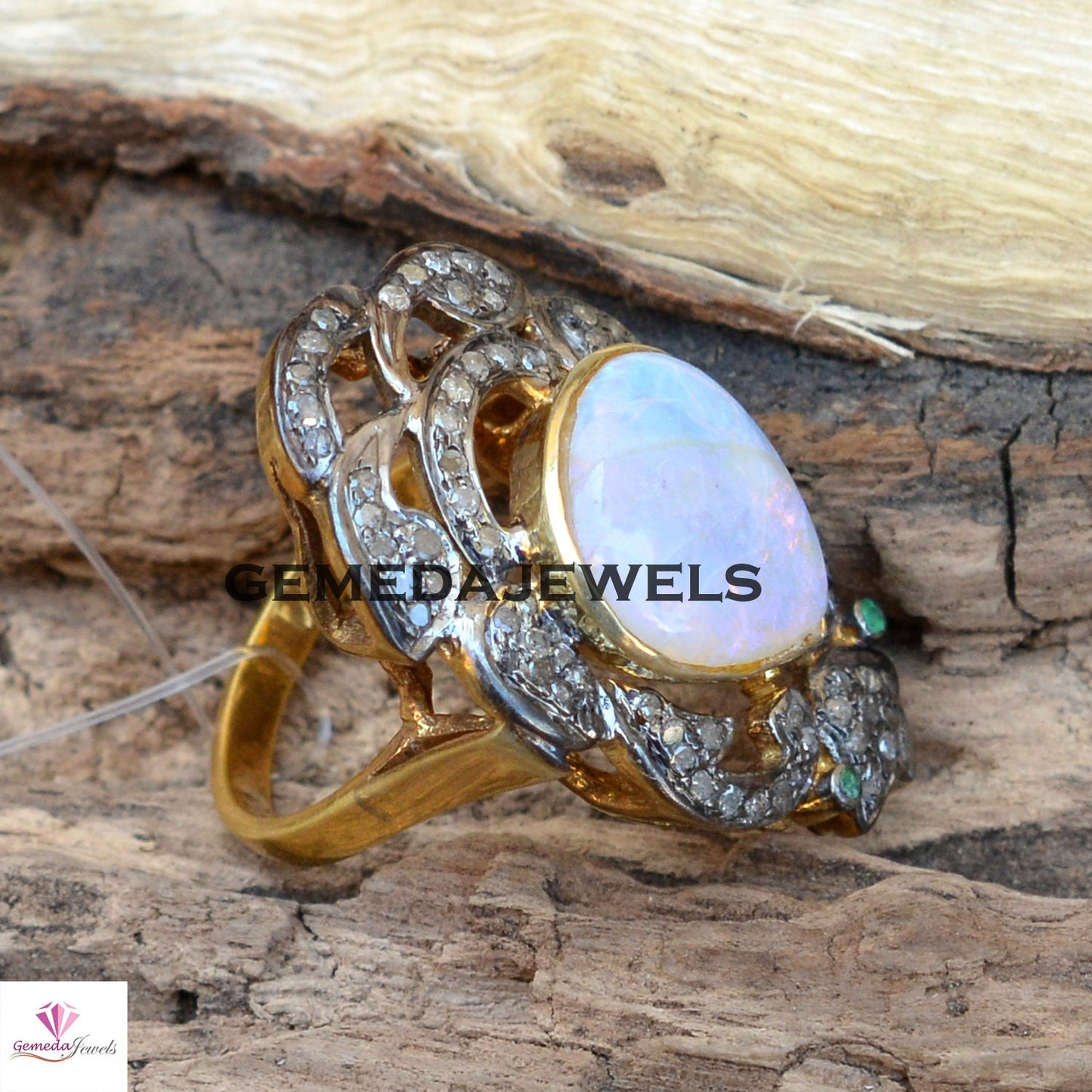 Rainbow Moonstone Ring, Pave Diamond Ring, Gemstone Ring Jewelry, Moonstone Diamond Ring, 925 Silver Jewelry, 14k Gold Plated Ring, Gifts