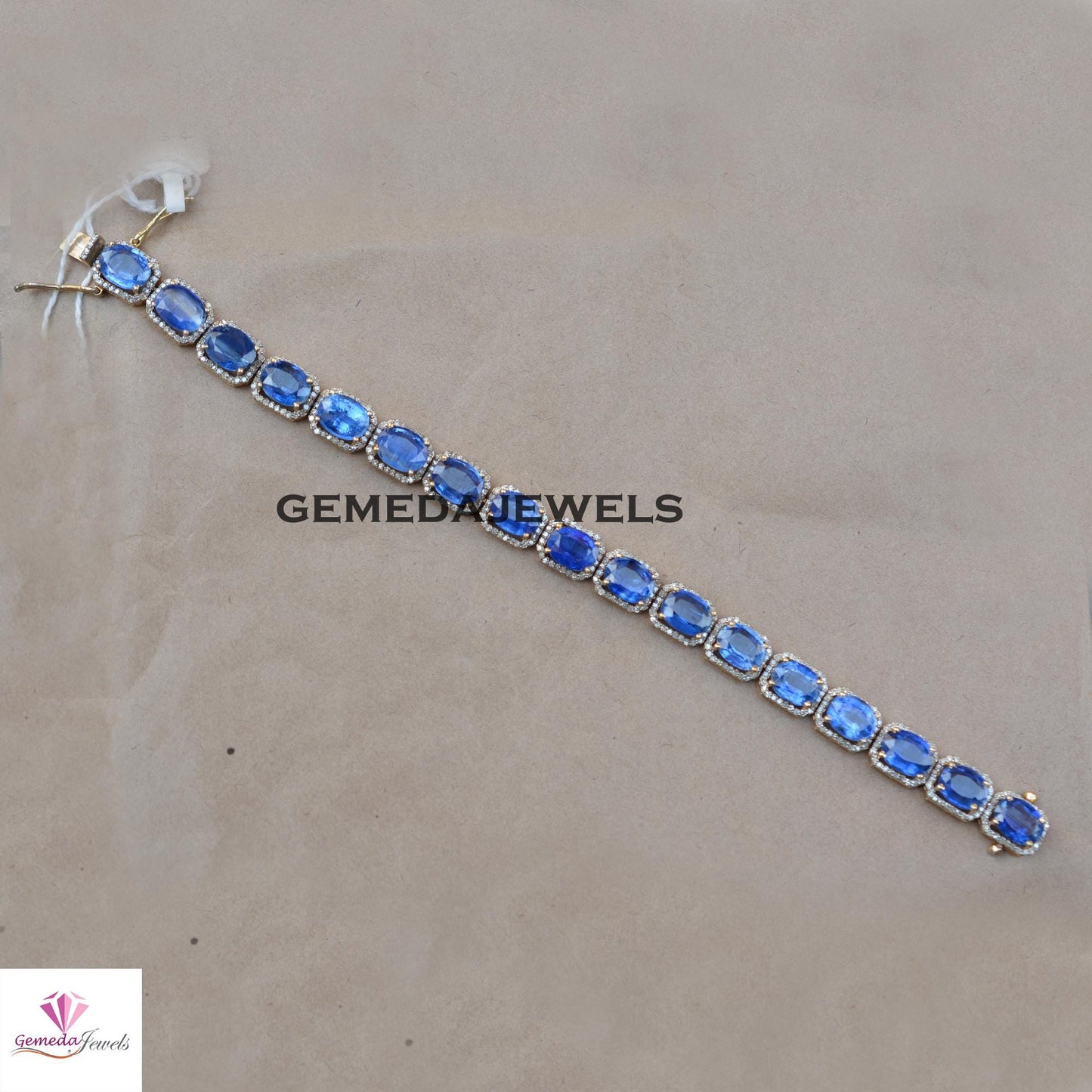 Sparkling Sapphire Bracelet, Solid 925 Silver Jewelry, Pave Diamond Bracelet, Gold Plated Jewelry, Gemstone Bracelet Jewelry, Gift For Her