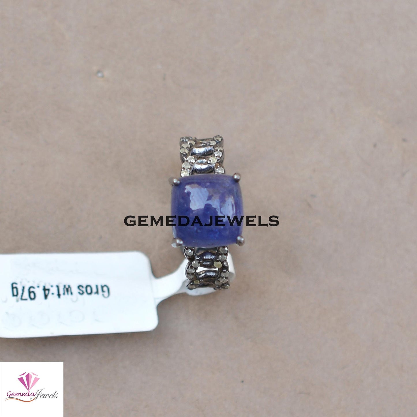 Stunning Tanzanite Ring, Pave Diamond Fix Link Chian Ring, 925 Silver Jewelry, Rhodium Plated Ring, Gemstone Diamond Jewelry, Gift For Her