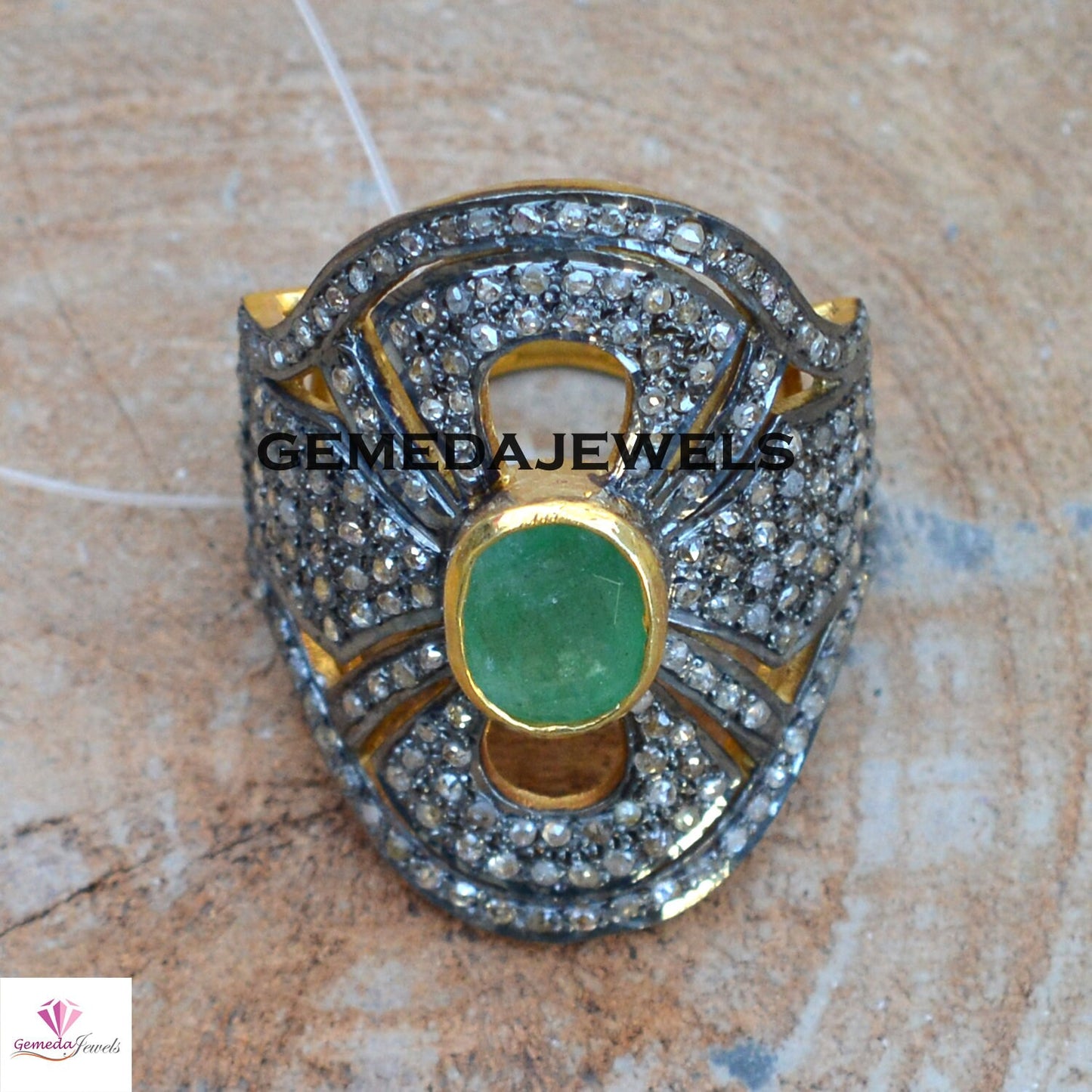 Emerald Gemstone Ring, 14k Gold Vermeil Jewelry, Pave Diamond Ring, Sterling Silver Ring, Gemstone Silver Jewelry, Diamond Jewellery, Gifts