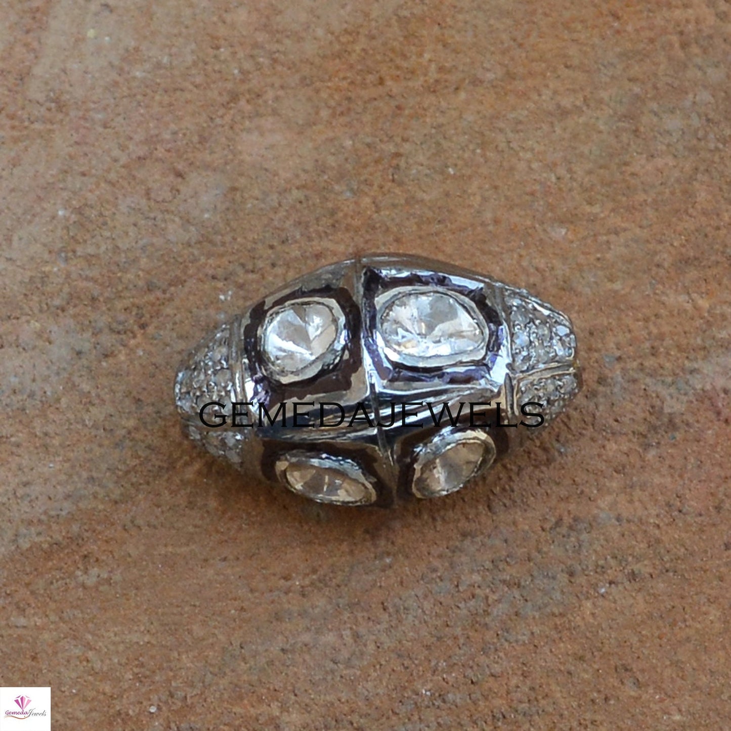 Polki Diamond Beads, 925 Silver Jewelry, Pave Diamond Bead, Spacer Finding Jewelry, Silver Rondelle Beads, Bracelet Beads, Jewelry Making