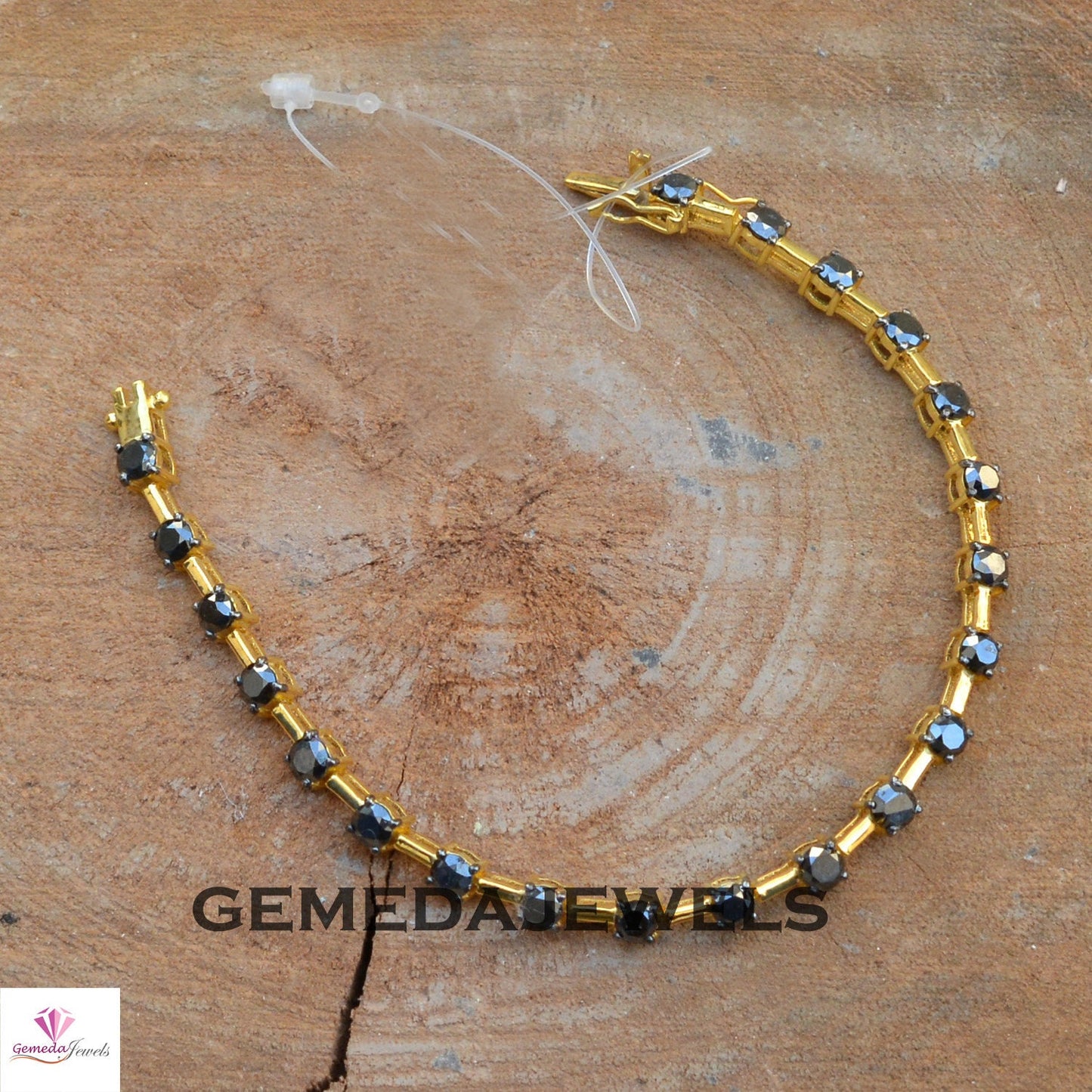 Sale! Black Diamond Silver Bracelet, Tennis Bracelet Jewelry, Gold Plated Jewelry, 925 Silver Link Bracelet, Diamond Bracelet Jewelry, Gifts