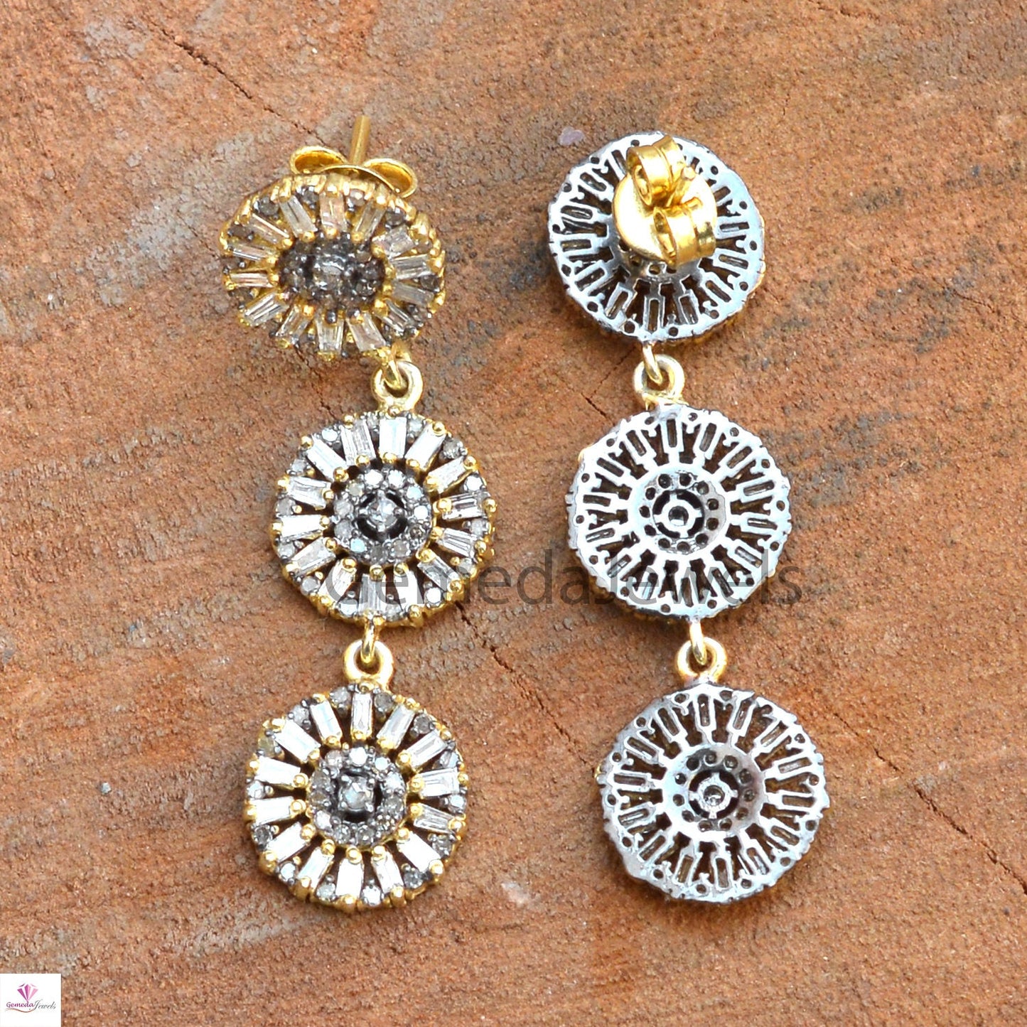 Baguette Diamond Earring, 14k Gold Earrings, Sterling Silver Jewelry, Diamond Silver Jewelry, Silver Earrings Jewelry, Anniversary Gift