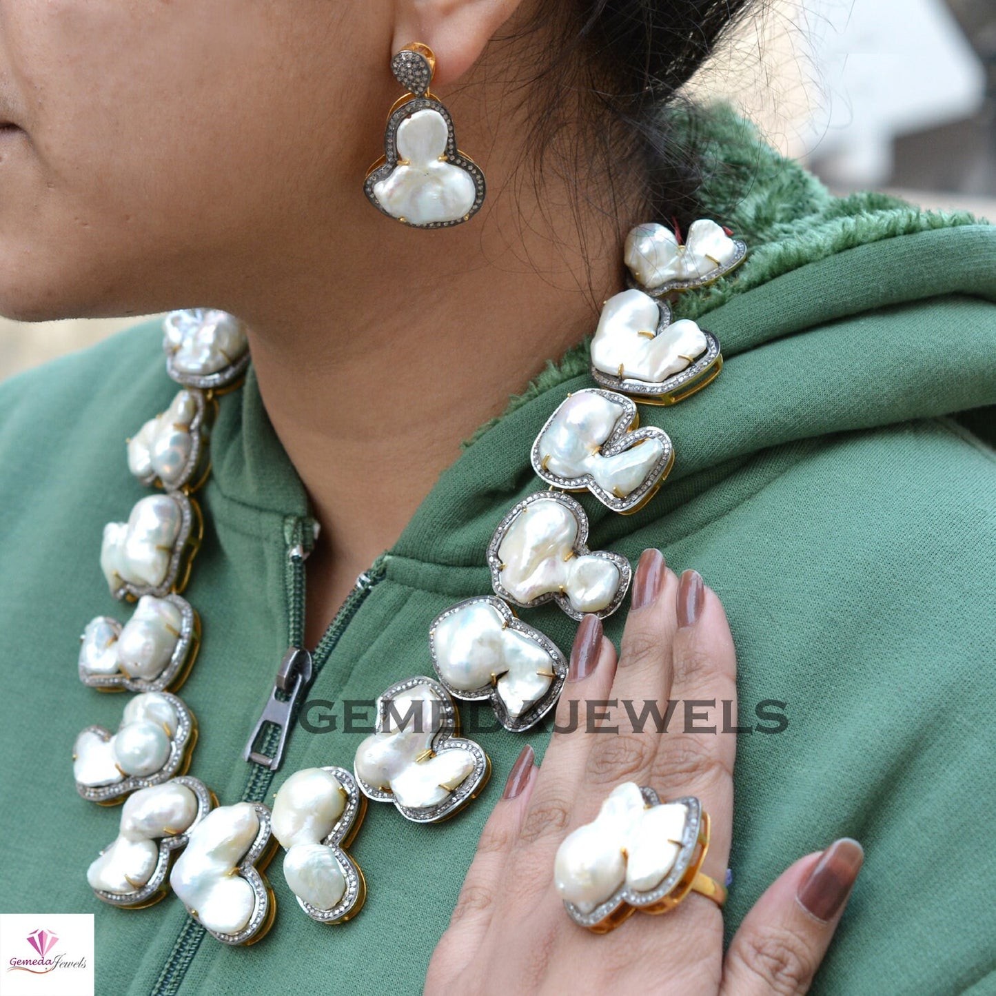 Mother Of Pearl Jewelry, Pave Diamond Jewelry, Mother Of Pearl Ring, Pearl Earrings, 925 Silver Jewelry, Necklace Earrings Ring Jewelry Set