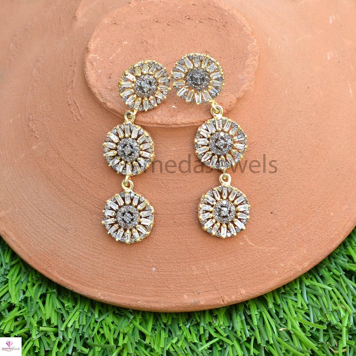 Baguette Diamond Earring, 14k Gold Earrings, Sterling Silver Jewelry, Diamond Silver Jewelry, Silver Earrings Jewelry, Anniversary Gift