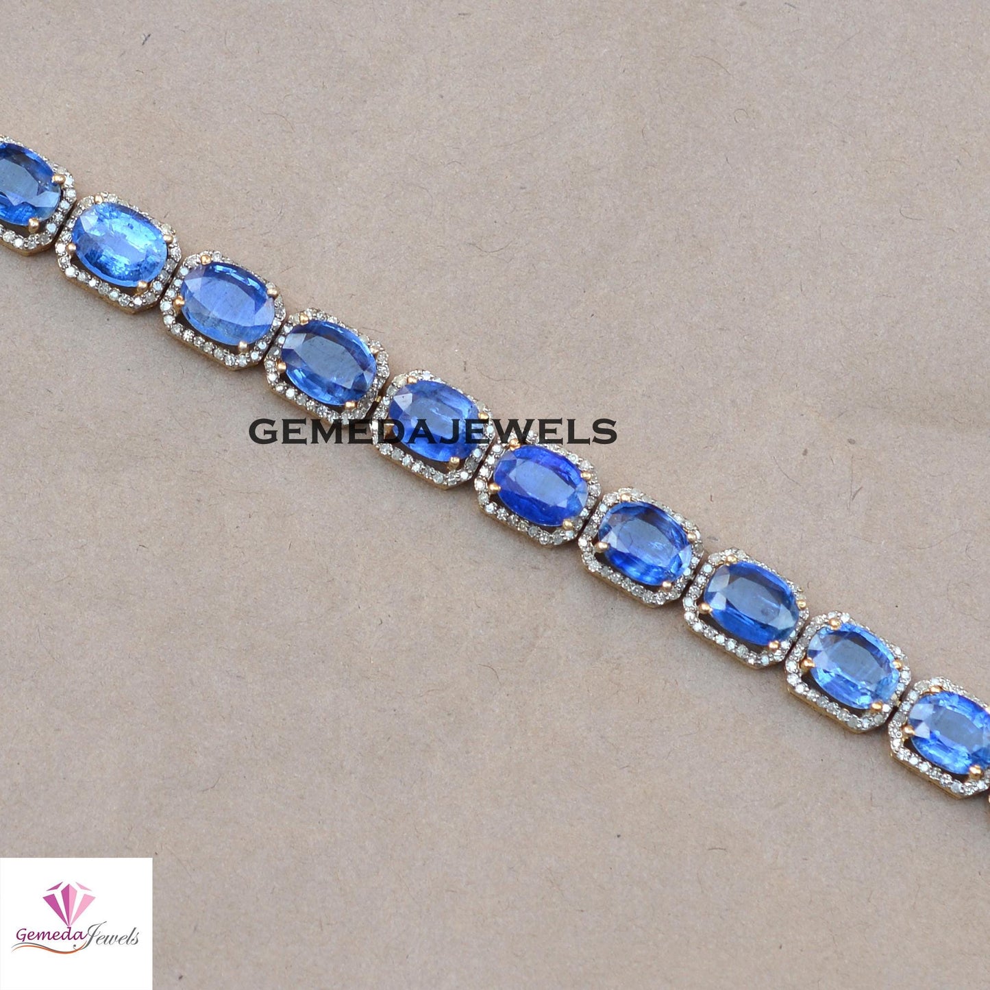 Sparkling Sapphire Bracelet, Solid 925 Silver Jewelry, Pave Diamond Bracelet, Gold Plated Jewelry, Gemstone Bracelet Jewelry, Gift For Her