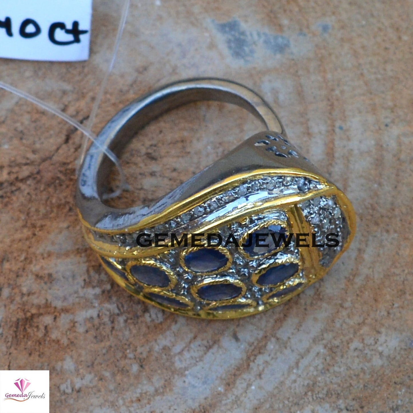 Blue Sapphire Ring, Gemstone Silver Jewelry, Pave Diamond Ring, Sapphire Gemstone Ring, 925 Silver Jewelry, Gold Plated Ring, Gifts For Her