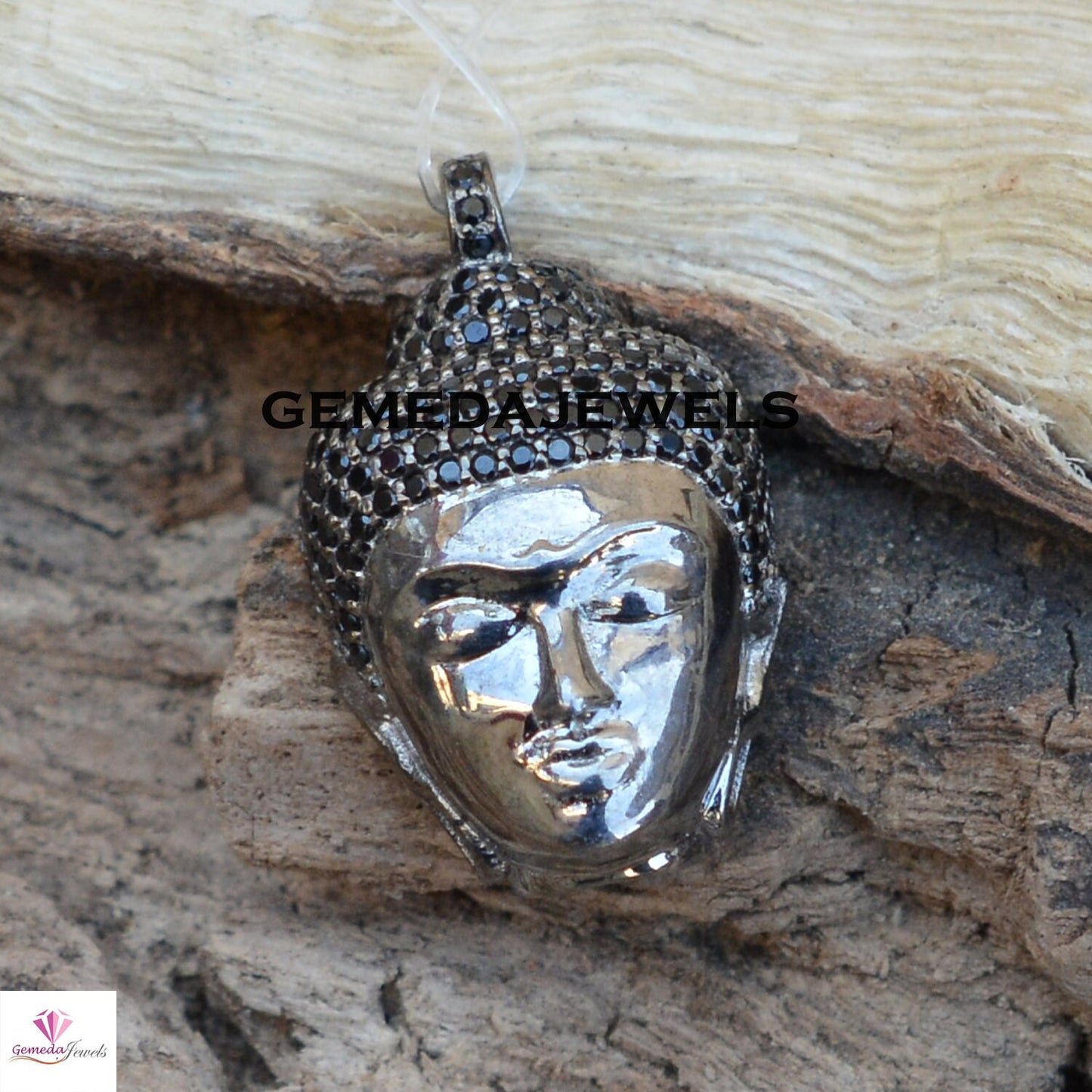 Black Spinel Buddha Pendant, Sterling Silver Pendant, Gemstone Silver Jewelry, Silver Buddha Pendant, Religious Pendant, 925 Silver Jewelry