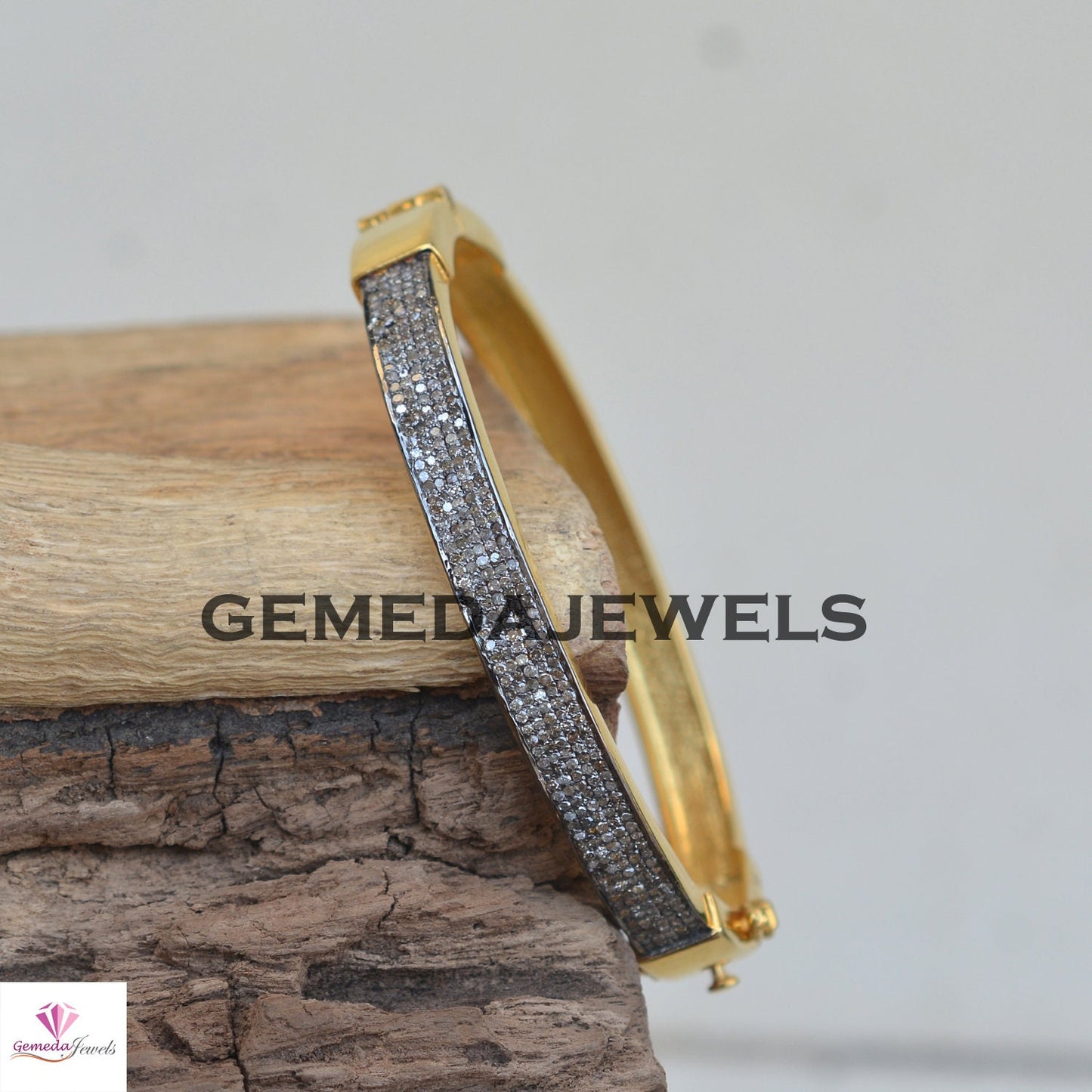 Sale! Pave Setting Diamond Bangle, 925 Silver 14k Gold Plated Jewelry, Openable Bangle Jewellery, Silver Diamond Jewelry, Fathers Day Gift