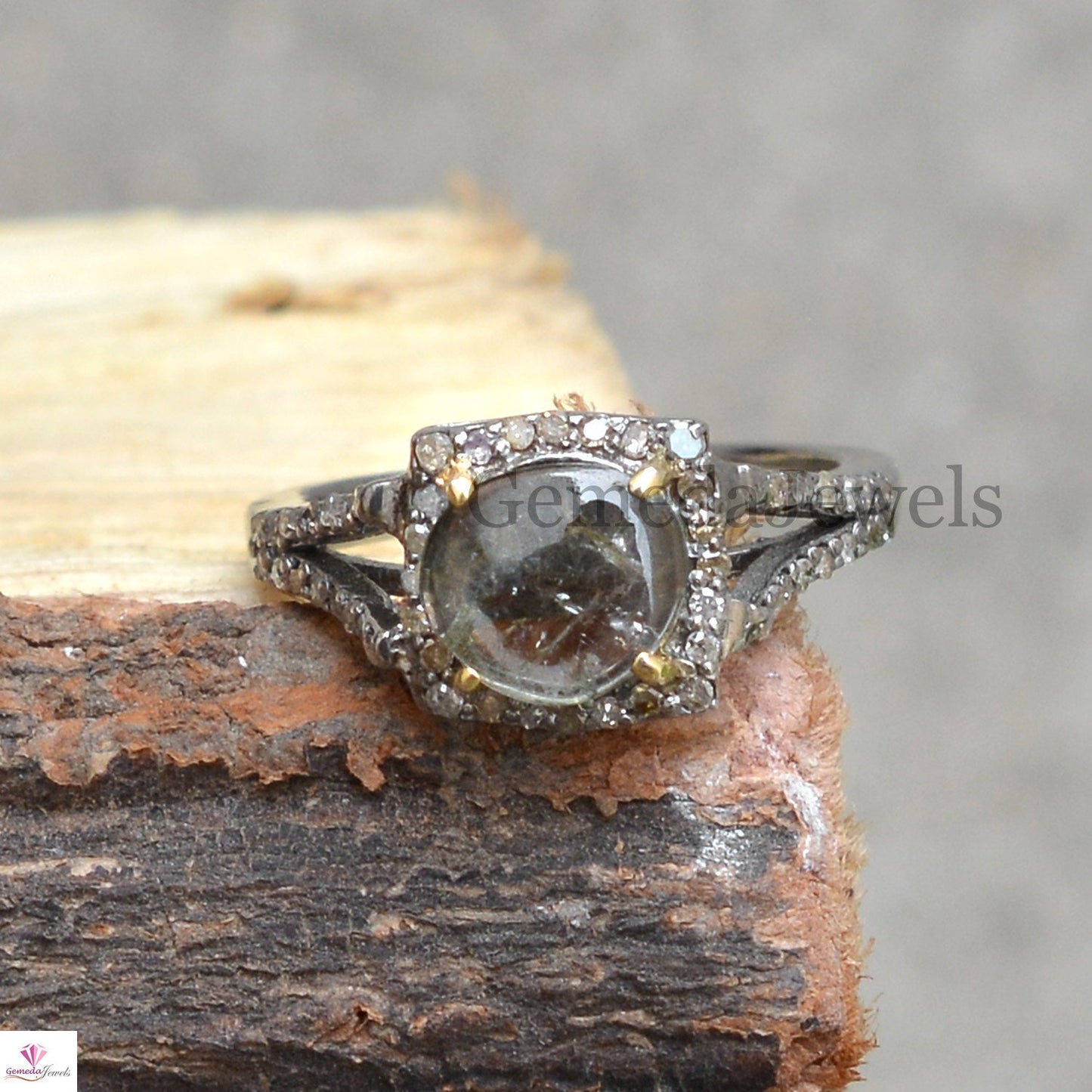 Tourmaline Gemstone Ring, Pave Diamond Ring, Handmade Diamond Jewelry, 925 Silver Ring, Diamond Jewellery, Engagement Ring, Gift For Her