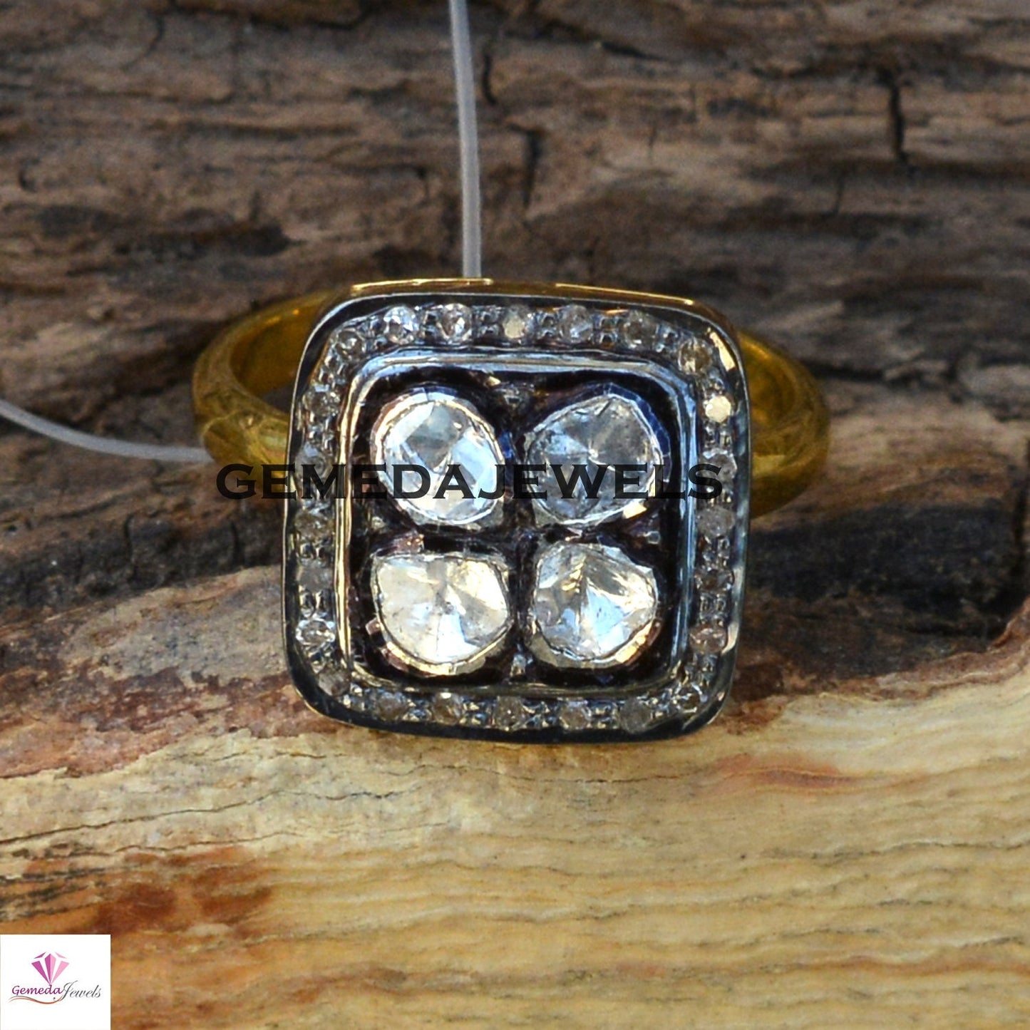 Dazzling Victorian Polki Ring, Diamond Silver Ring, Polki Diamond Ring, 925 Sterling Silver Jewelry, 14k Gold Plated Jewelry, Wedding Gifts