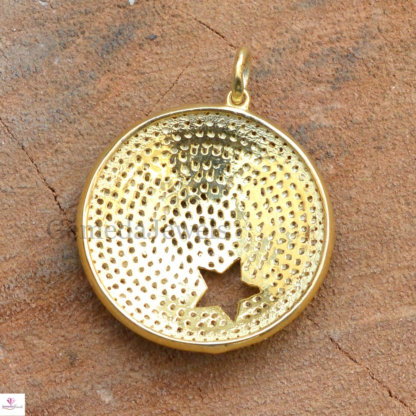 Gold Vermeil Pendant Jewelry, Pave Diamond Star Pendant, Pendant Necklace Jewelry, Oxidized 925 Silver Pendant, 16" Link Chain Size 30x25 MM