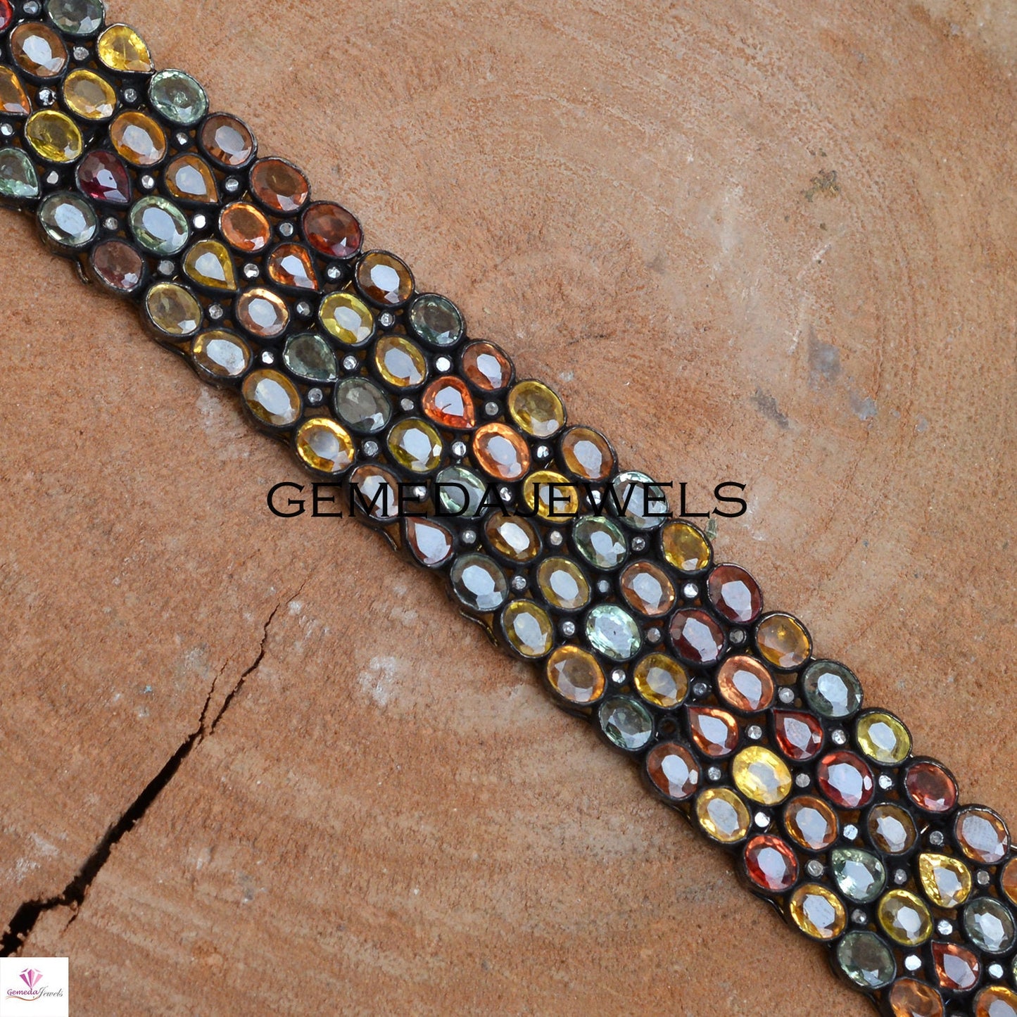 Multi Color Tourmaline Bracelet, Pave Diamond Jewelry, Solid 925 Sterling Silver Jewelry, Diamond Gemstone Bracelet, Wedding Gift Jewelry